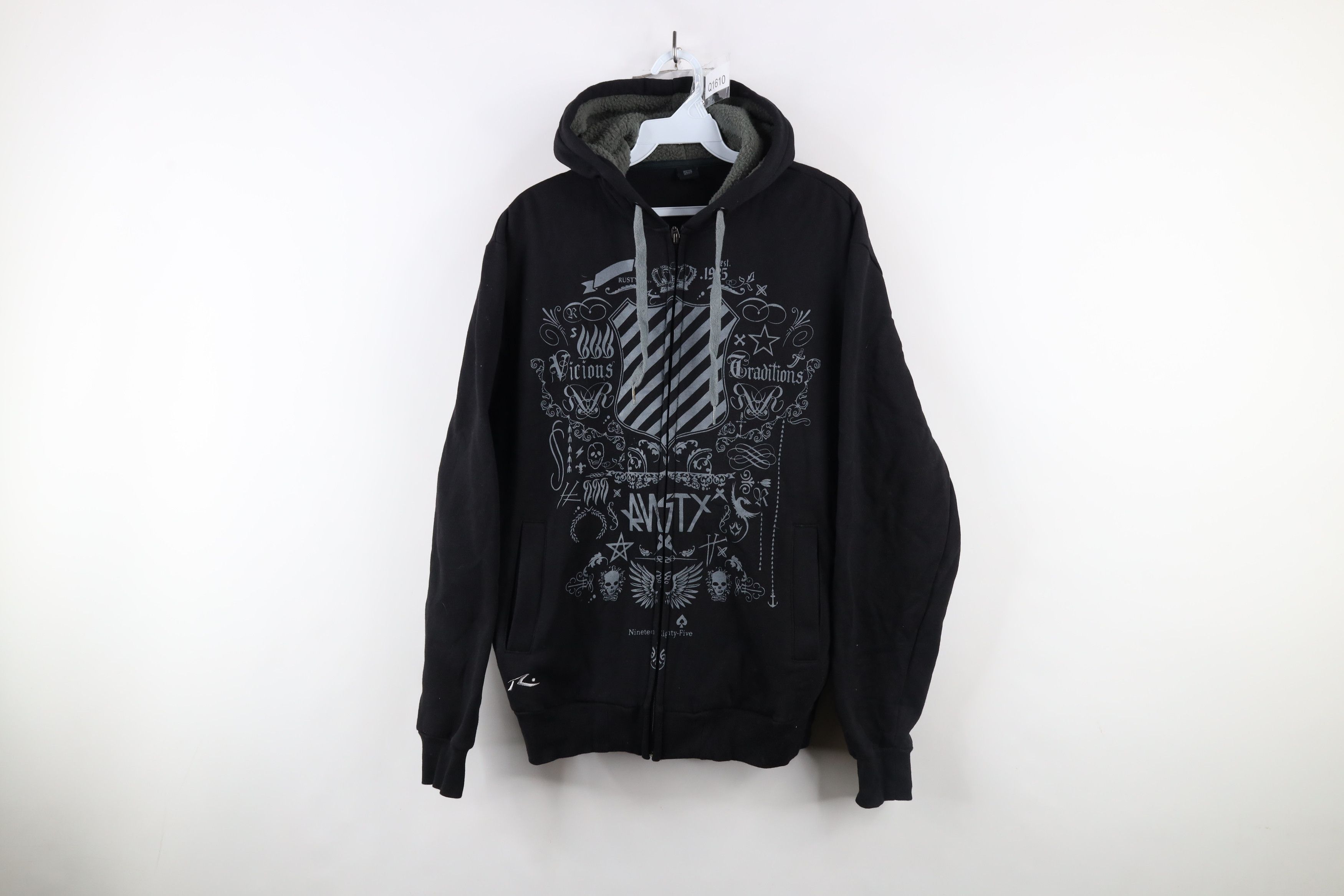 Rusty × Vintage Vintage Y2K Rusty Surfing Tribal Skull MMA Full Zip Hoodie Size US S / EU 44-46 / 1 - 1 Thumbnail