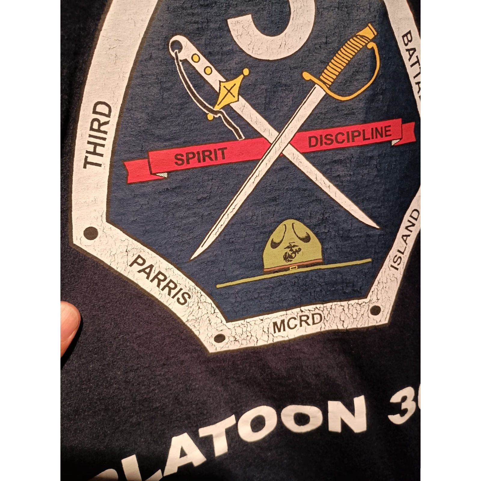 Fruit Of The Loom VINTAGE Official Military T-shirt Size M Phelan Platoon Battalion Recruit Training Mens Blue Front Back Text Size US M / EU 48-50 / 2 - 4 Thumbnail