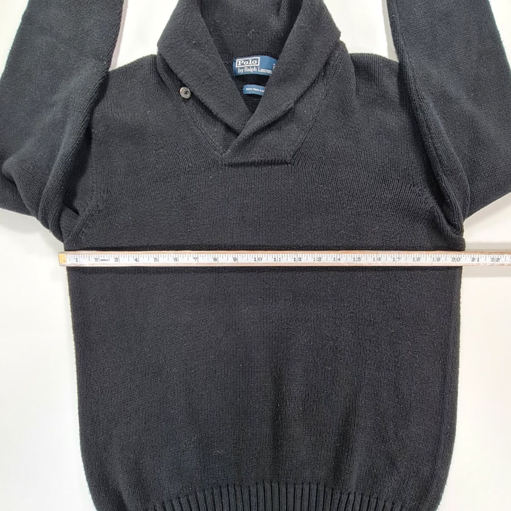 Polo Ralph Lauren Polo Ralph Lauren Jumper Mens Black Medium Shawl Neck 100% Pima Cotton Knit Cardigan Style Pullover Size US M / EU 48-50 / 2 - 6 Thumbnail