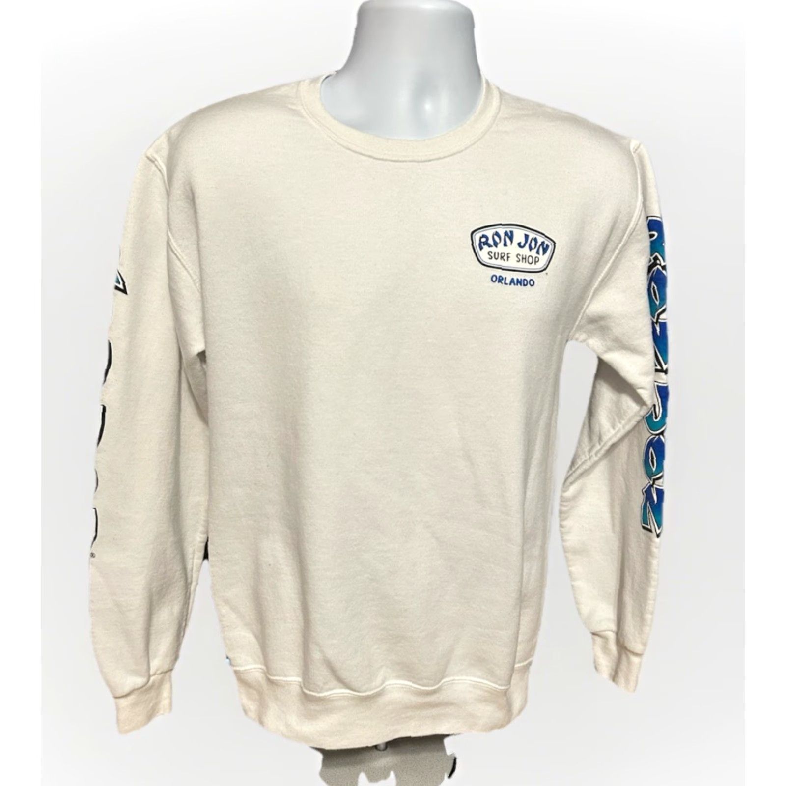 Ron Jon Surf Shop VINTAGE Ron Jon Surf Shop Sweatshirt Adult Small White Double Sided Graphic Print Crew Neck Pullover Long Sleeve Size US S / EU 44-46 / 1 - 4 Thumbnail