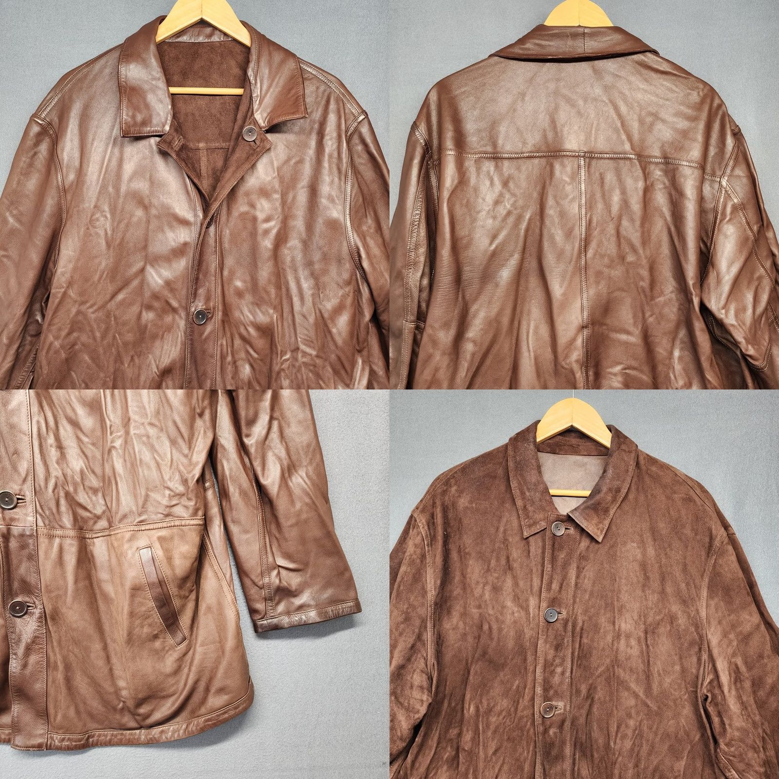 Vintage VINTAGE Ponte Vecchio Suede Leather Jacket Coat Mens XL Reversible Italy Brown Overcoat Coat Mens XL Brown Italy Suede Leather Reversible Vintage Mens Size US XL / EU 56 / 4 - 8 Thumbnail