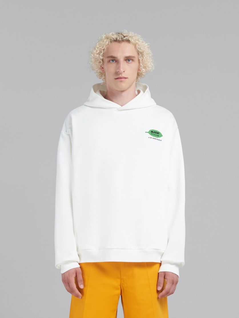 Marni oc11z0525 Logo-Print Cotton Hoodie in White Size US L / EU 52-54 / 3 - 3 Thumbnail
