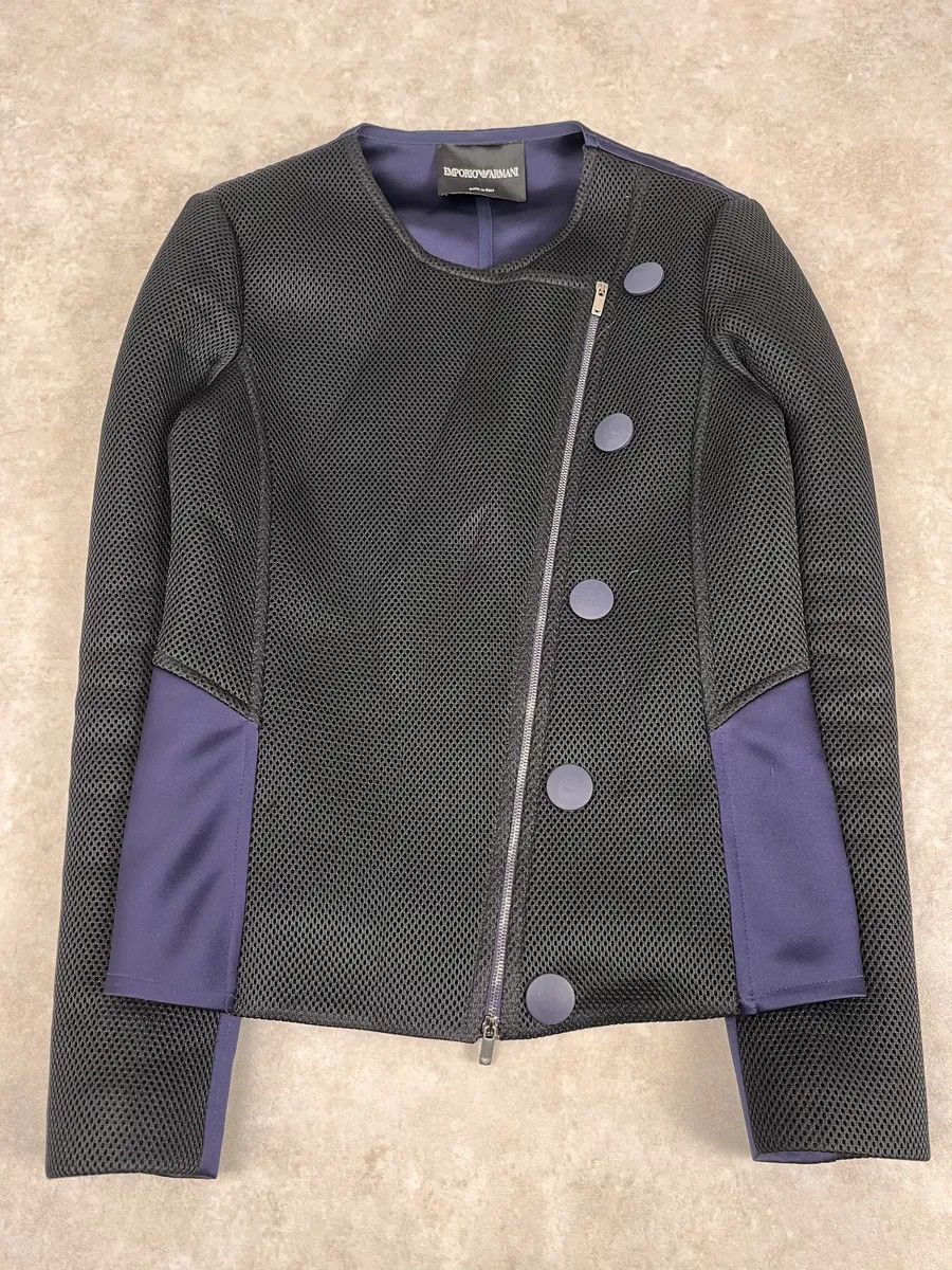 Emporio Armani SS2015 Emporio Armani Two Tone Blue & Black Asymmetrical Jacket Size M / US 6-8 / IT 42-44 - 1 Thumbnail