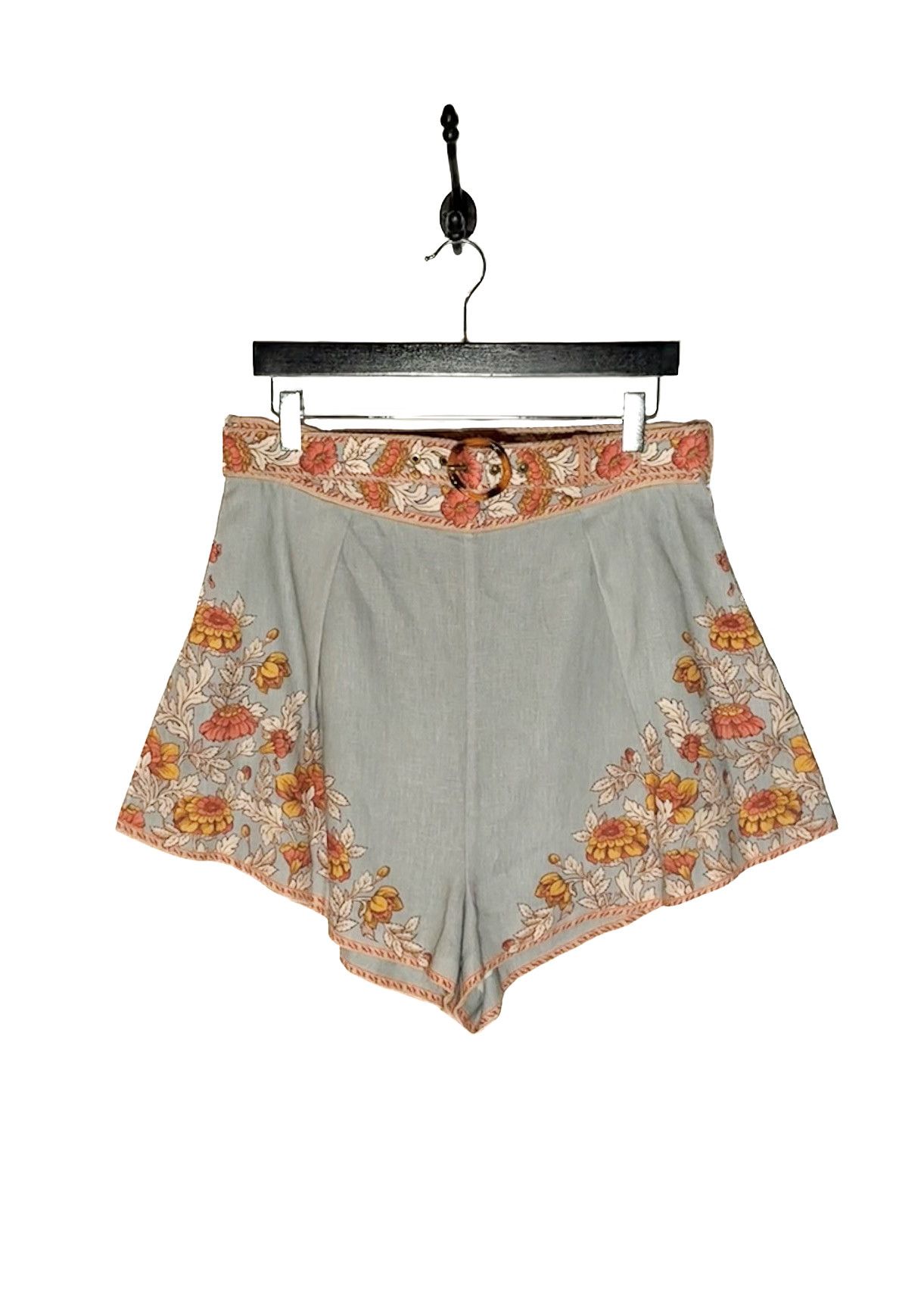 Zimmermann Zimmermann Grey Floral Belted Shorts - 3 Size 32" / US 10 / IT 46 - 1 Thumbnail