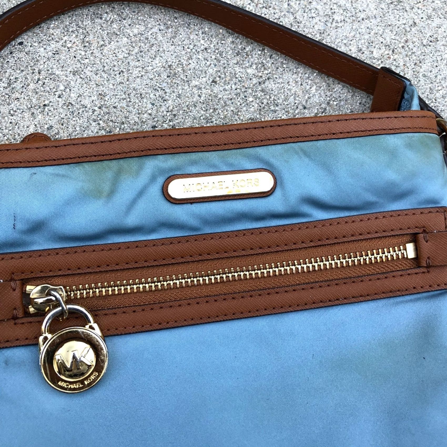 Michael Kors VINTAGE Michael Kors Kempton Crossbody Bag Nylon Blue Purse Zipper Size ONE SIZE - 2 Thumbnail