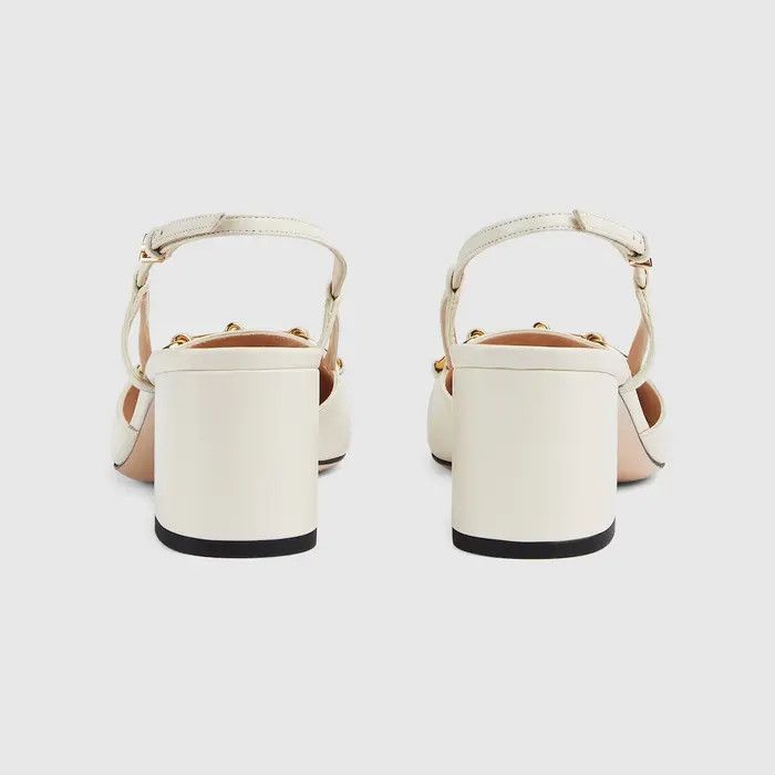 Gucci o1s1wg110425 Women's Horsebit Slingback Pumps in White Size US 6 / IT 36 - 4 Thumbnail