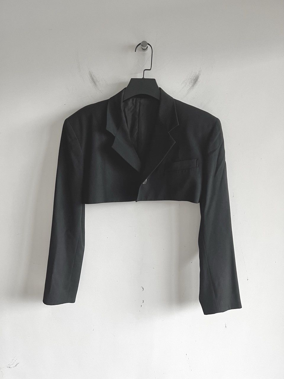 Yohji Yamamoto Yohji Yamamoto Femme Wool Gabardine Cropped Tailored Jacket Size S / US 4 / IT 40 - 1 Thumbnail