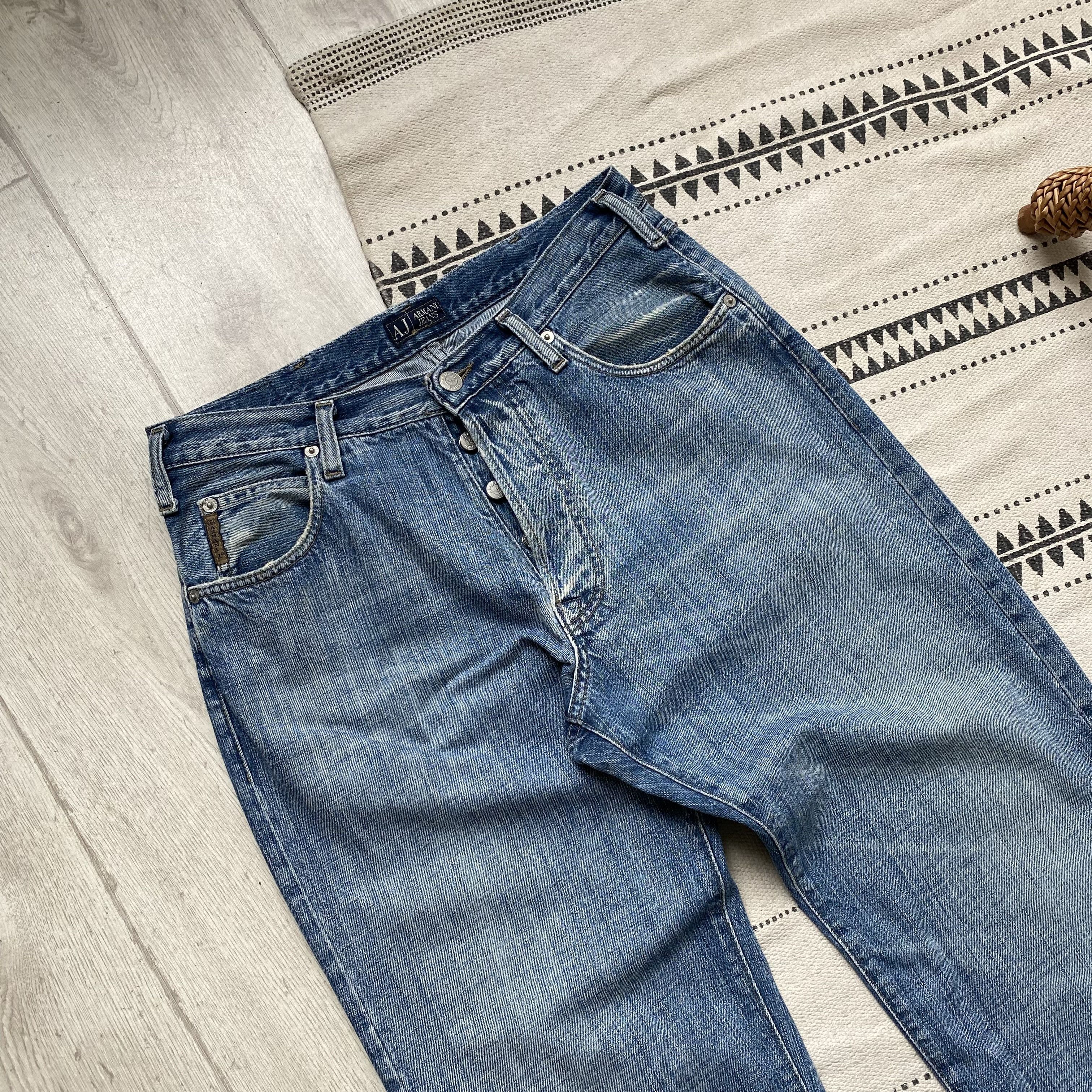 Armani Vintage 90s Armani Jeans Distrssed Luxury Denim pants Size US 30 / EU 46 - 2 Thumbnail