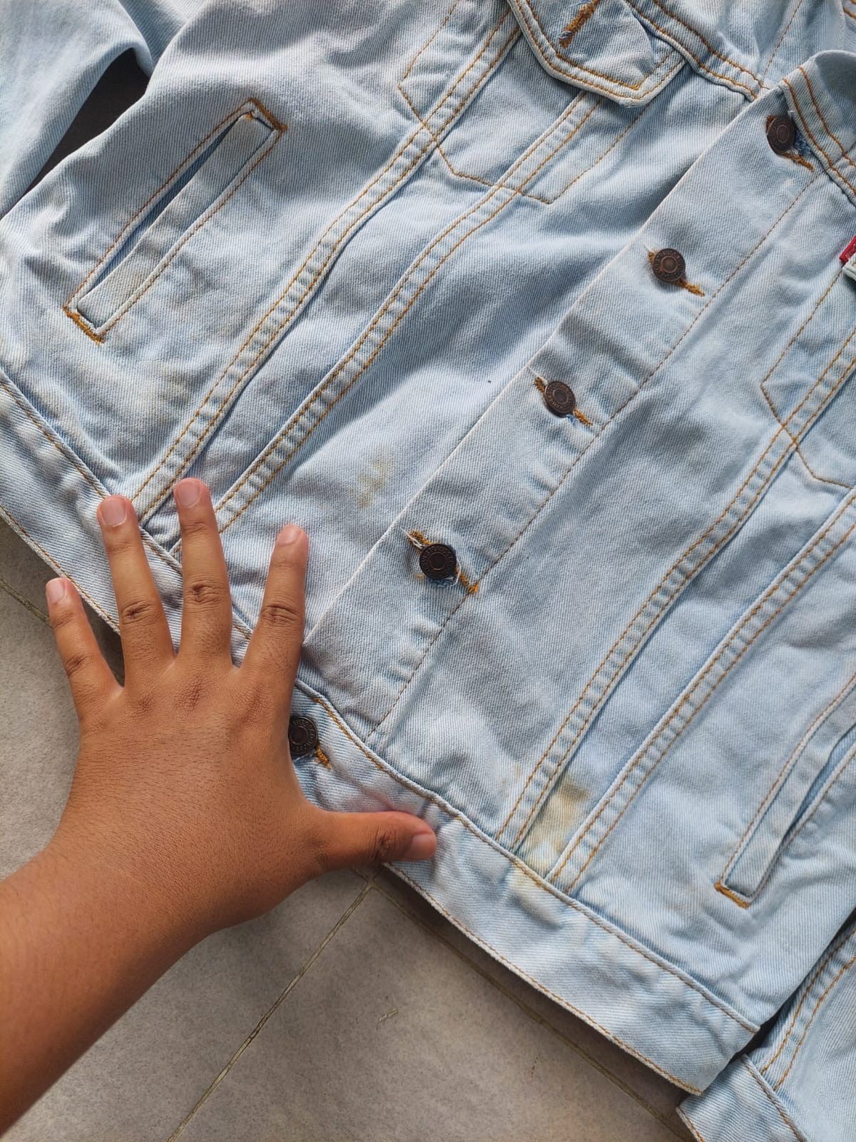 Levi's Levis 505 Denim Jacket Light Wash Made in USA Size US XL / EU 56 / 4 - 2 Thumbnail