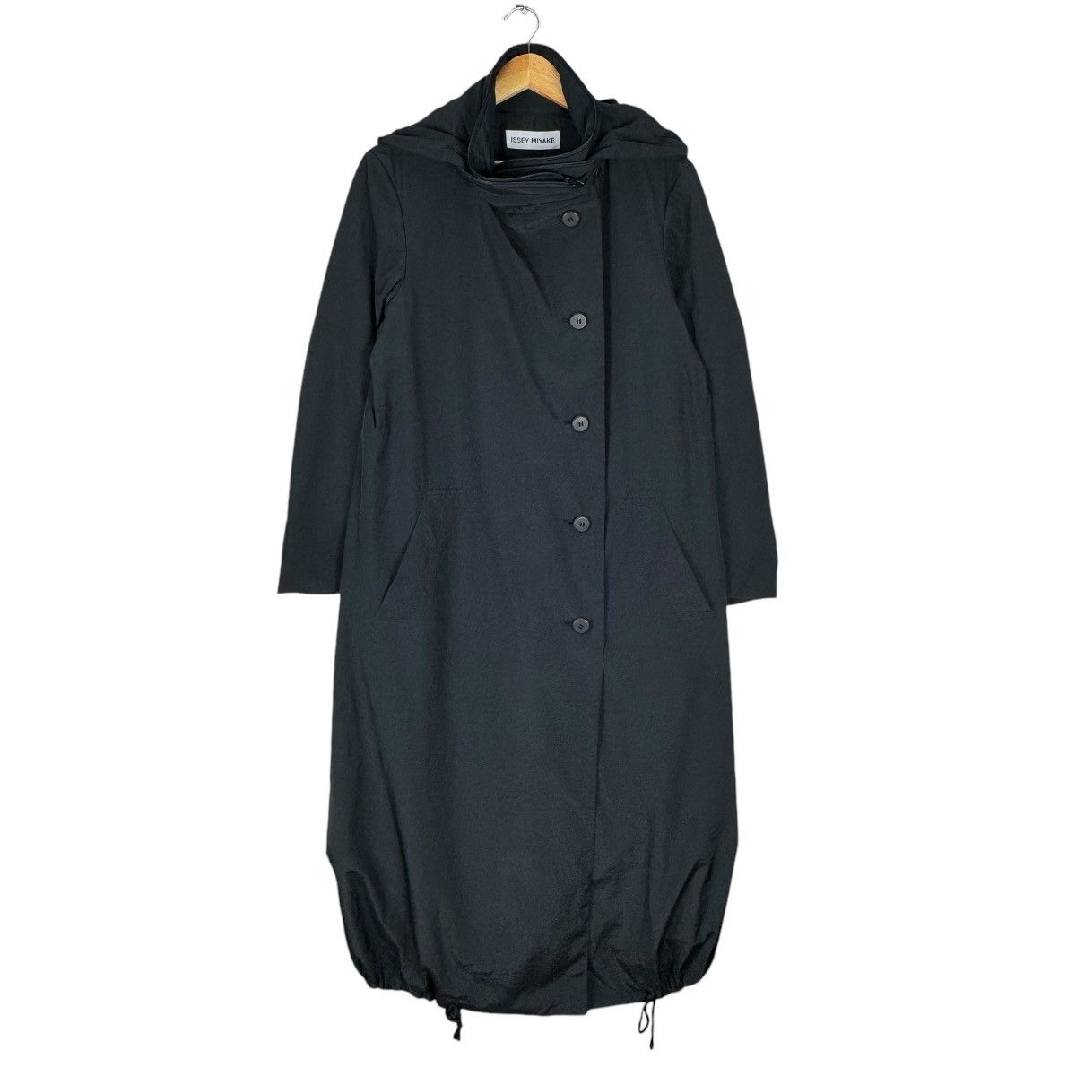 Issey Miyake × Japanese Brand 🌟ISSEY MIYAKE HOODIE SPIRAL COLLAR LONG COAT JACKET Size M / US 6-8 / IT 42-44 - 2 Thumbnail
