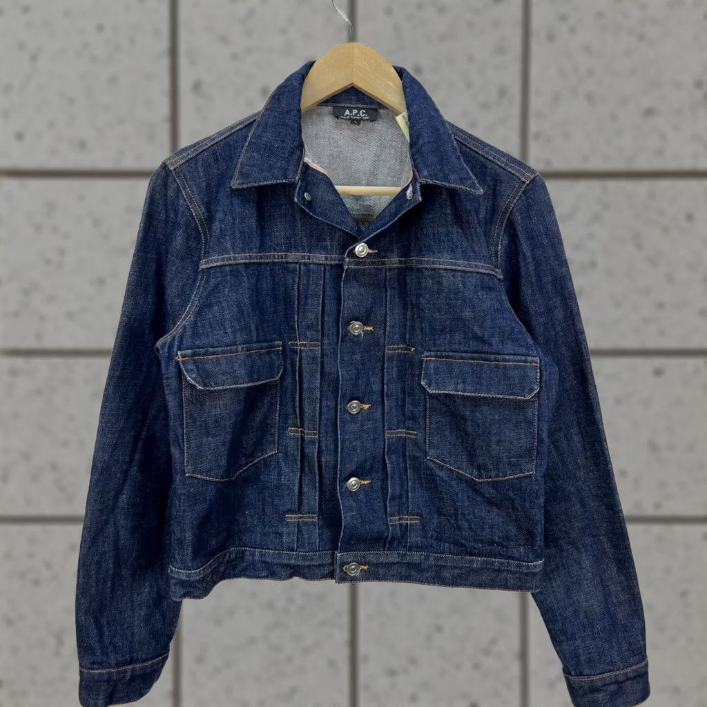 A.P.C. A.P.C. Denim Jacket Cropped Women's L Indigo 90s Vintage Trucker Jeans Jacket Denim Size 36" / US 14 / IT 50 - 1 Thumbnail