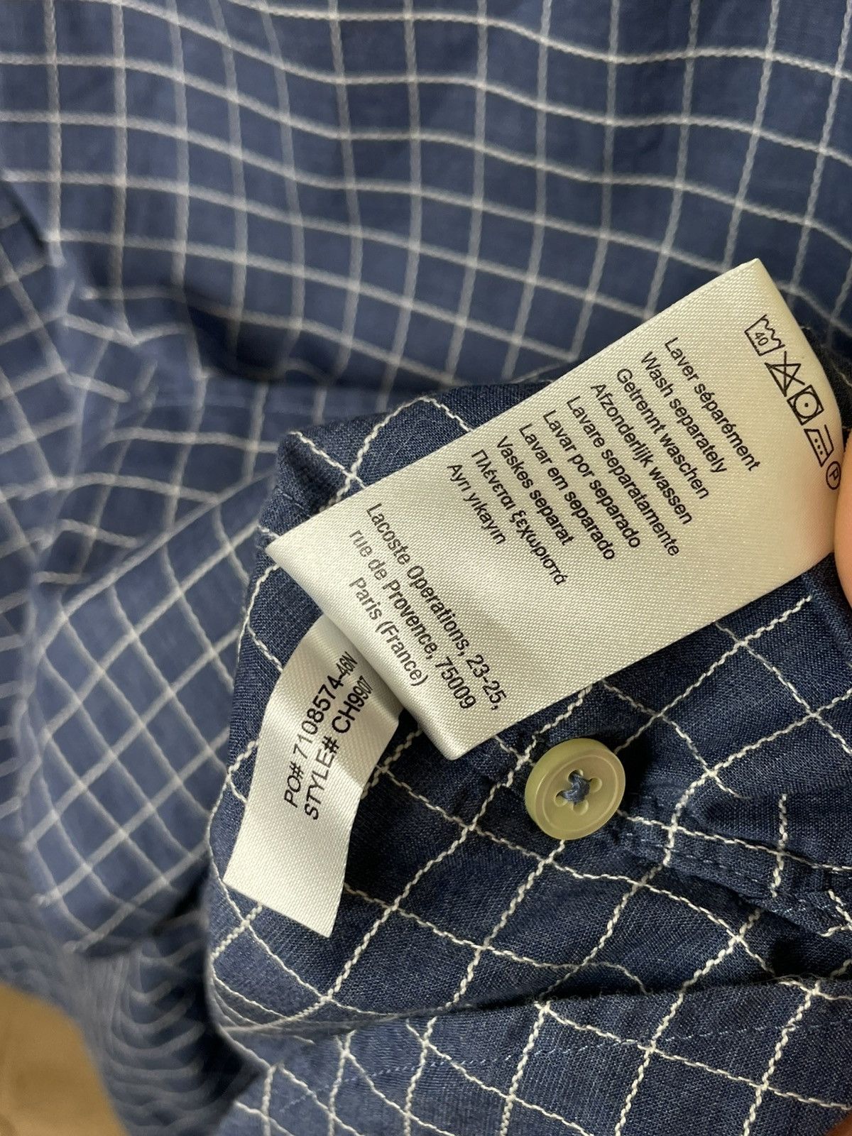 Lacoste Lacoste Shirt Short Sleeve Check Blue Size US M / EU 48-50 / 2 - 10 Thumbnail