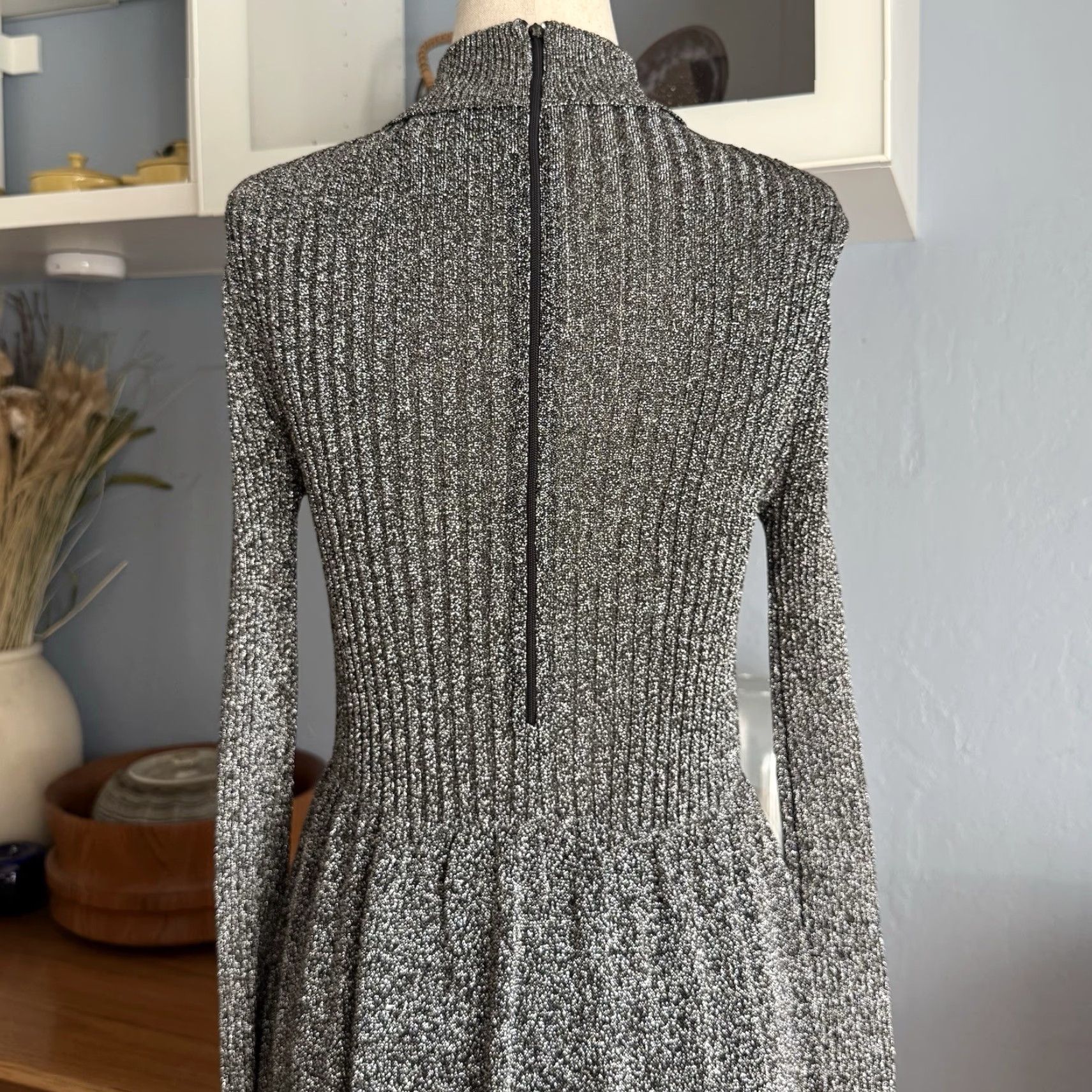 Etro VINTAGE Royal Cathay Silver Metallic Knit Midi Maxi Dress Party Retro S Womens 60s 70s A-Line Size S / US 4 / IT 40 - 6 Thumbnail