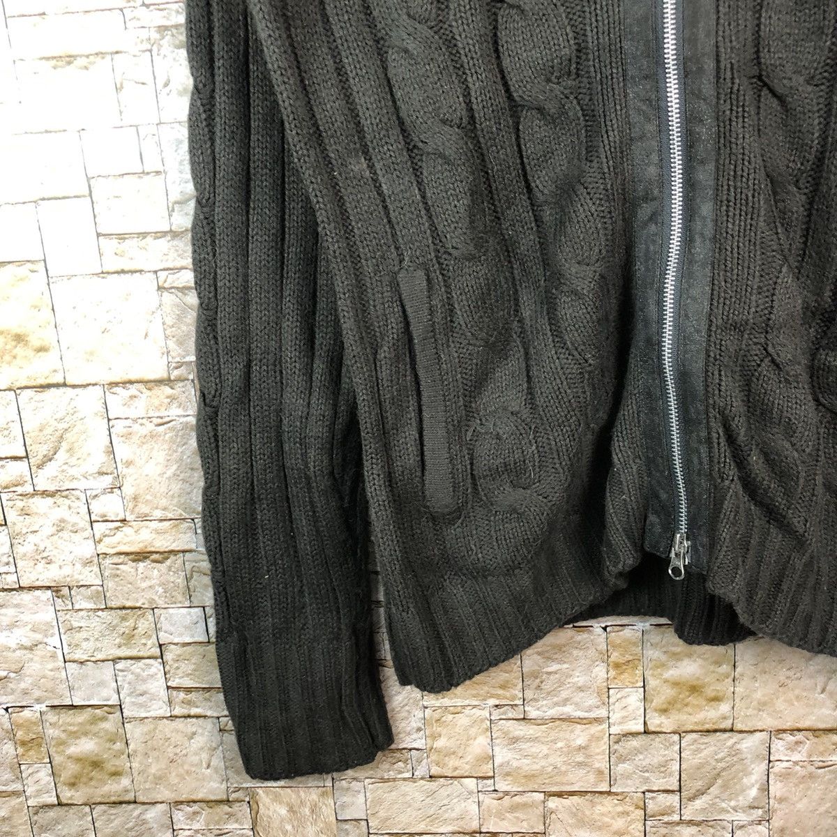 Aran Isles Knitwear × Homespun Knitwear × Japanese Brand Louis Chavlon Black Zipper cable Knitwear #A1183 Size US L / EU 52-54 / 3 - 6 Thumbnail