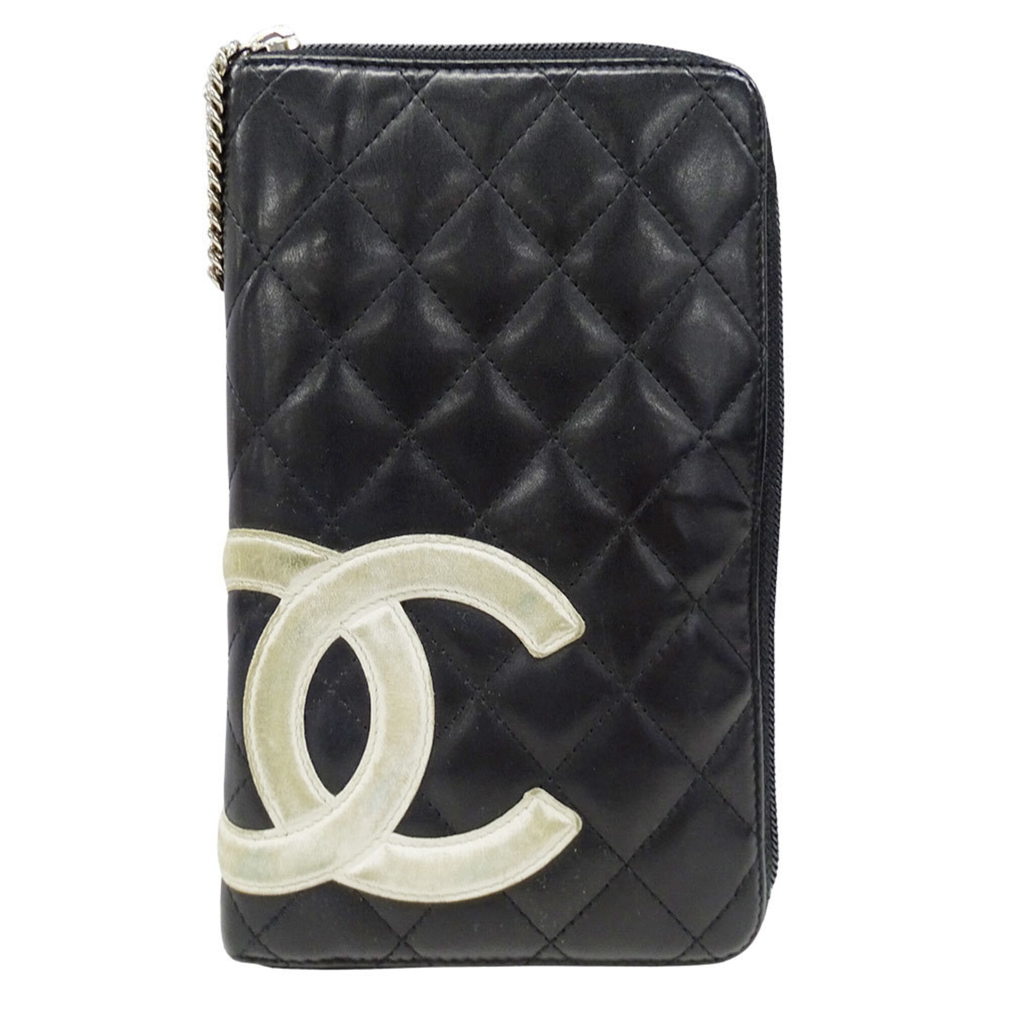 Chanel Chanel Women's Wallet, Brand Name, Long Cambon Lambskin, Black, Silver Hardware, Round Zipper, Quilted Size ONE SIZE - 1 Thumbnail