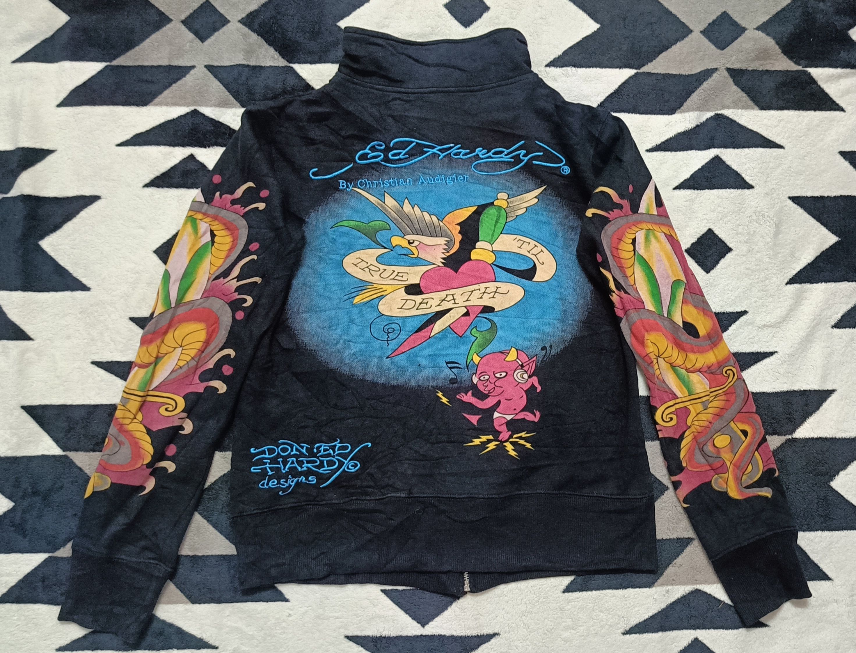 Ed Hardy 🔥🔥 Rare Vintage Ed Hardy All Over Print Zip Up Jacket Size US M / EU 48-50 / 2 - 4 Thumbnail