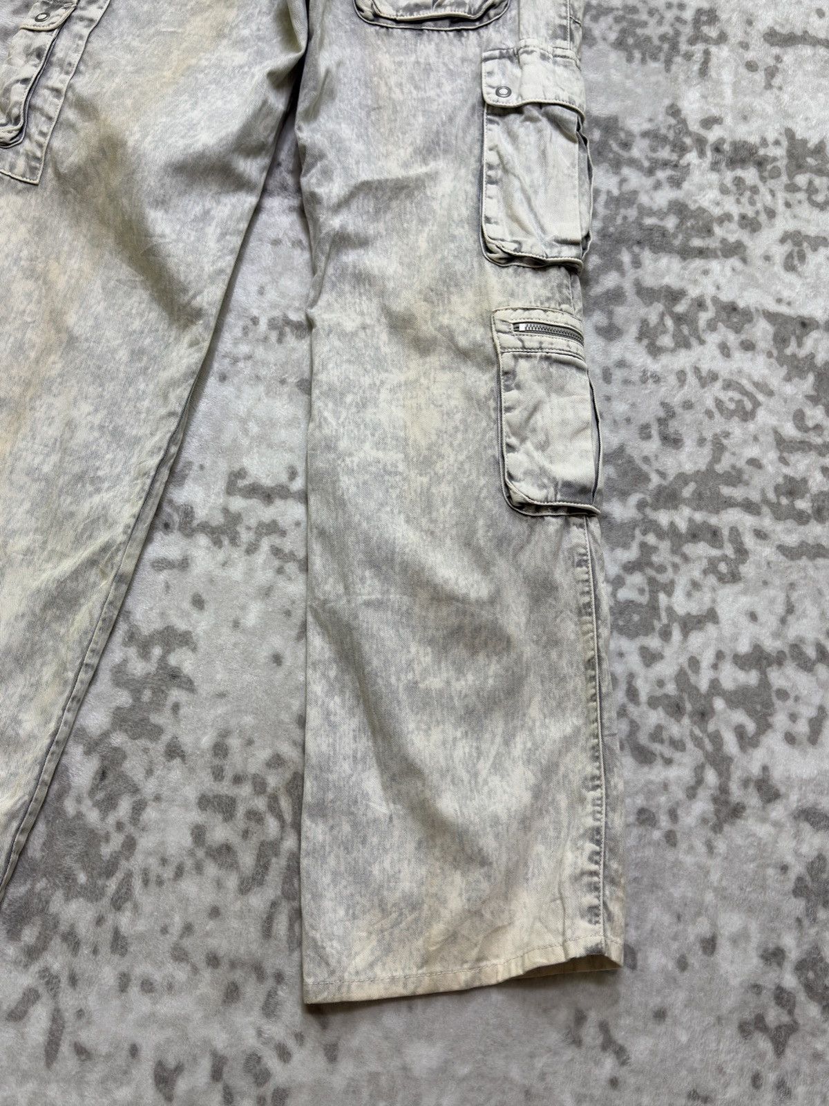 Morgan Homme Y2k Morgan Homme Grey Acid Wash Cargo Sun Faded Denim Size US 28 / EU 44 - 13 Thumbnail