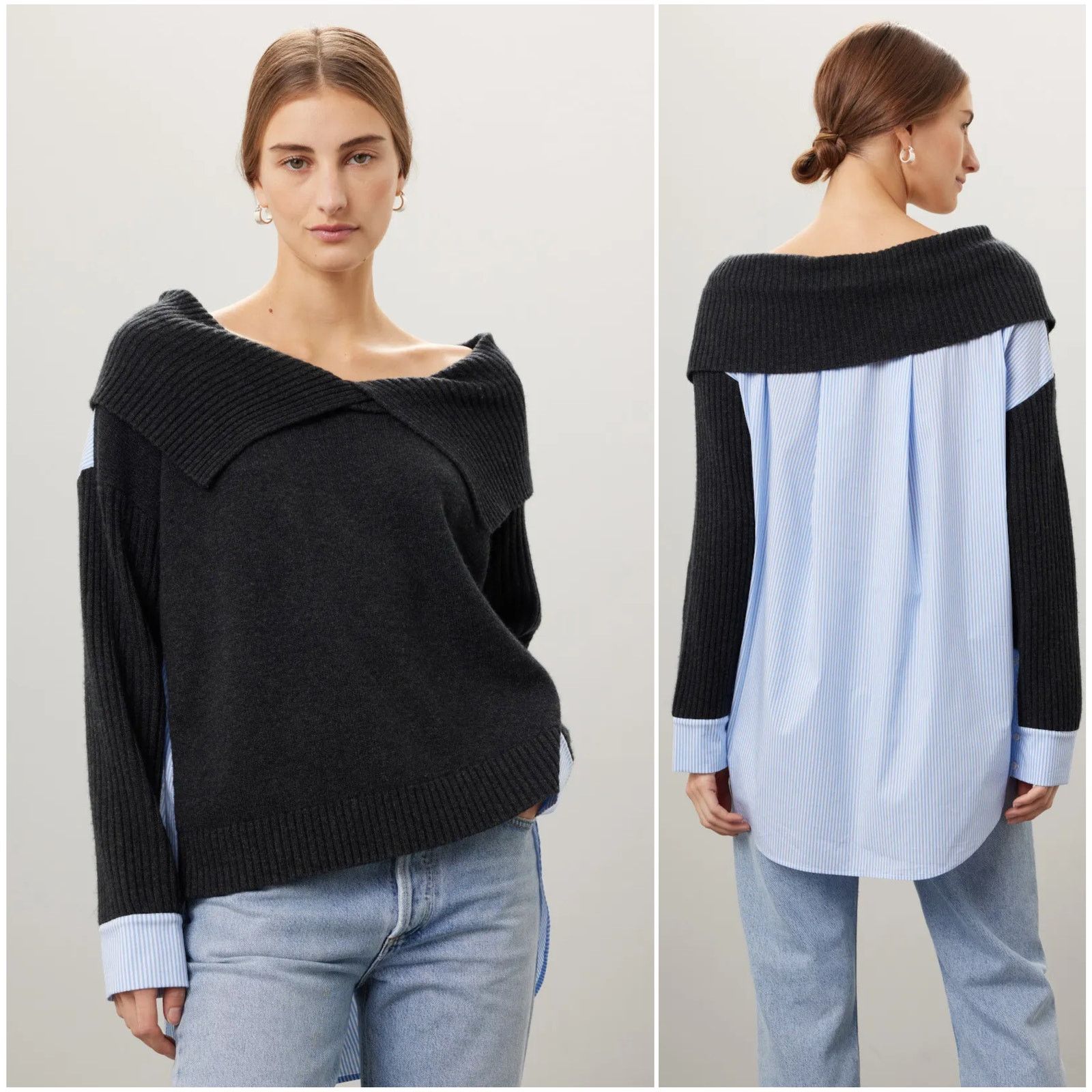 NAADAM NAADAM $325 Off The shoulder Tunic Top Gray wool cashmere Size XL / US 12-14 / IT 48-50 - 1 Thumbnail