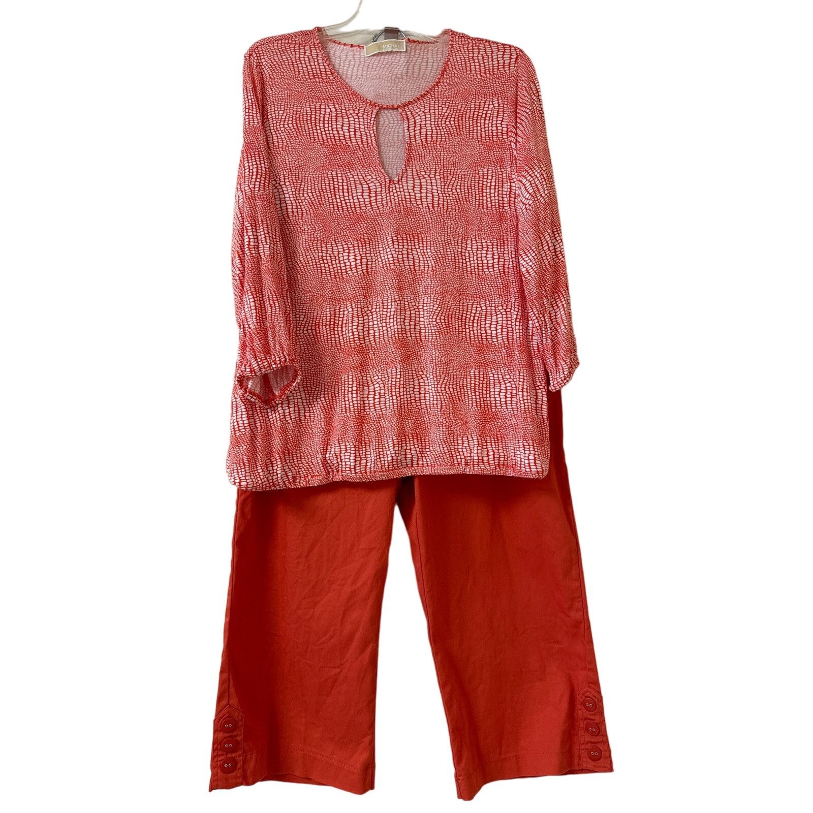 Michael Kors Michael Kors XL Orange & White Top, Coral Bay Size 18 Capris Size XL / US 12-14 / IT 48-50 - 1 Thumbnail