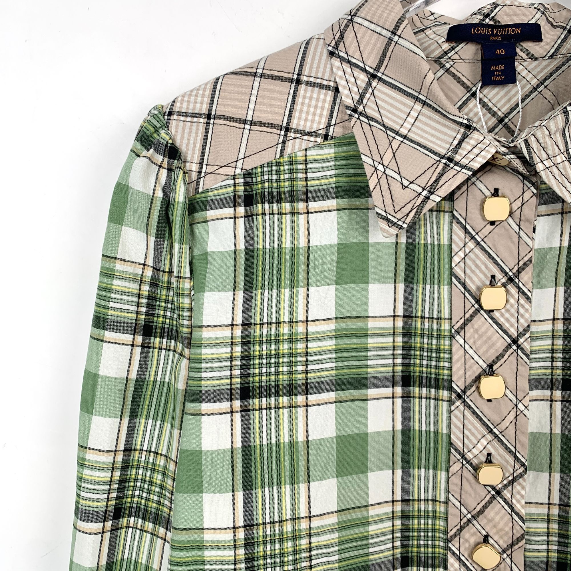 Louis Vuitton X9270 Louis Vuitton Green & Beige Plaid Button-Up Shirt Size US M / EU 48-50 / 2 - 3 Thumbnail