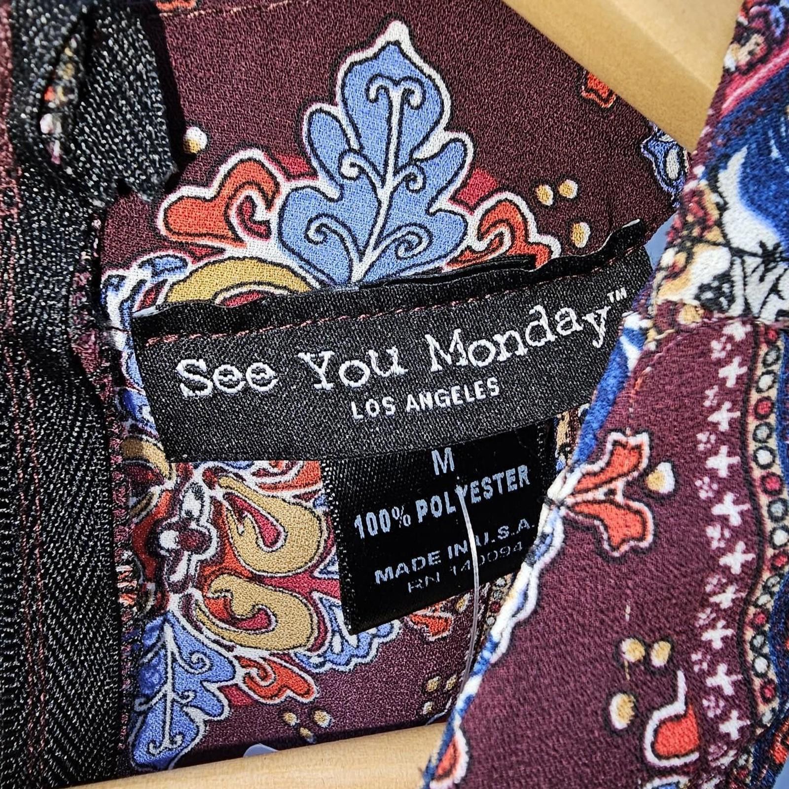 Designer See You Monday Women's Boho Style Shirt Size M / US 6-8 / IT 42-44 - 3 Thumbnail