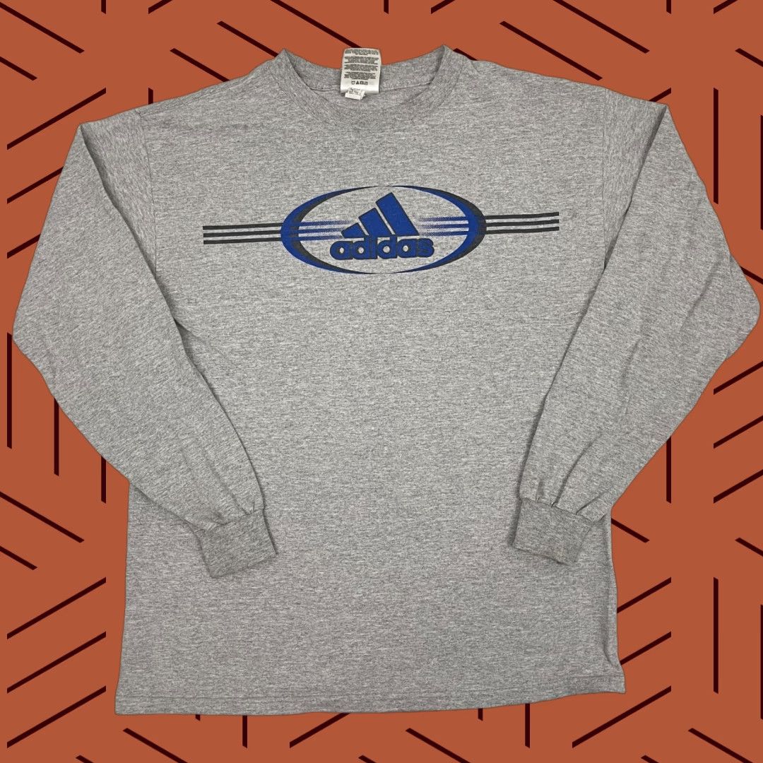 Adidas VINTAGE adidas Shirt Mens Small Gray Soccer Big Logo Retro Graphic Tee Long Sleeve Size US S / EU 44-46 / 1 - 1 Thumbnail