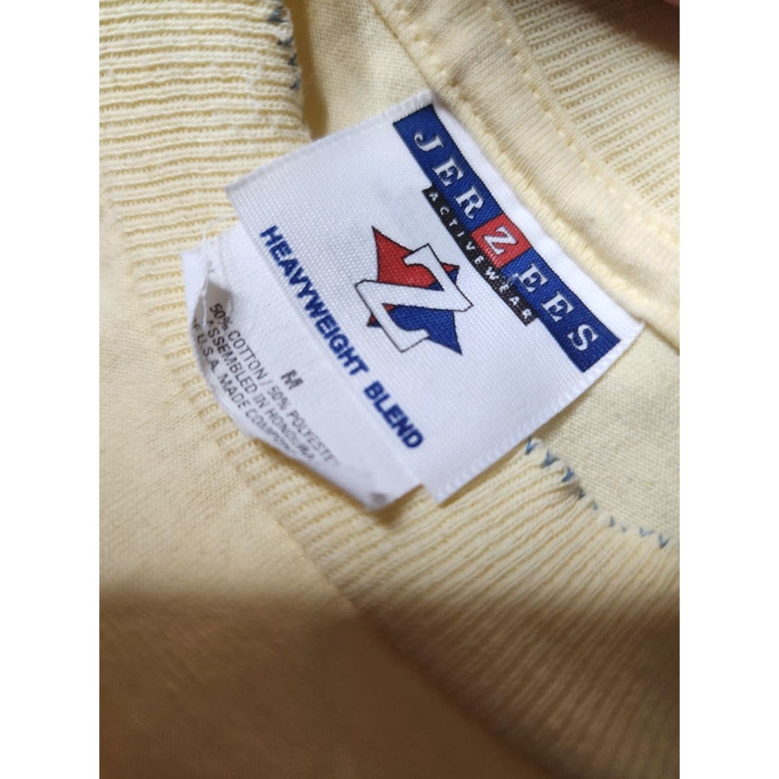 Fruit Of The Loom VINTAGE 90s Fruit of the Loom Yellow Patchwork T-Shirt M Casual Arts & Crafts Womens Size M / US 6-8 / IT 42-44 - 5 Thumbnail