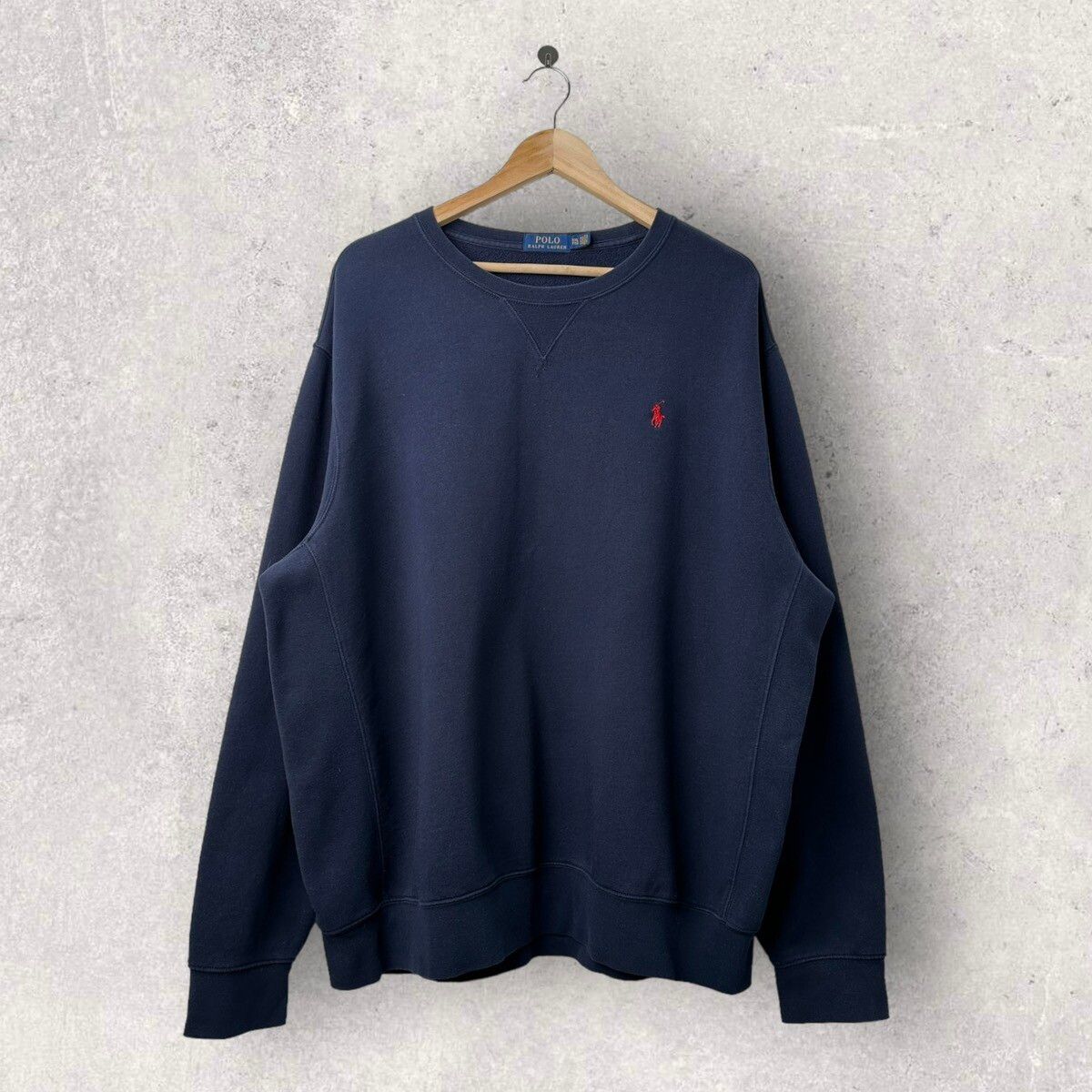 Pre-owned Polo Ralph Lauren X Vintage Polo Ralph Laurent Boxy Fit Navy Sweatshirt In Navy Blue
