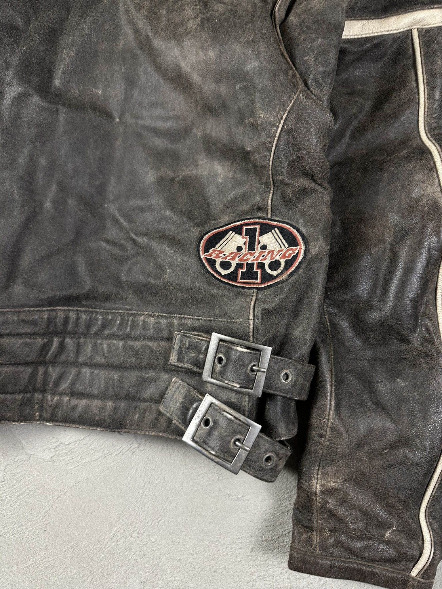 Vintage Vintage Leather Racing Patch Biker Boxy Jacket Size US XL / EU 56 / 4 - 15 Thumbnail