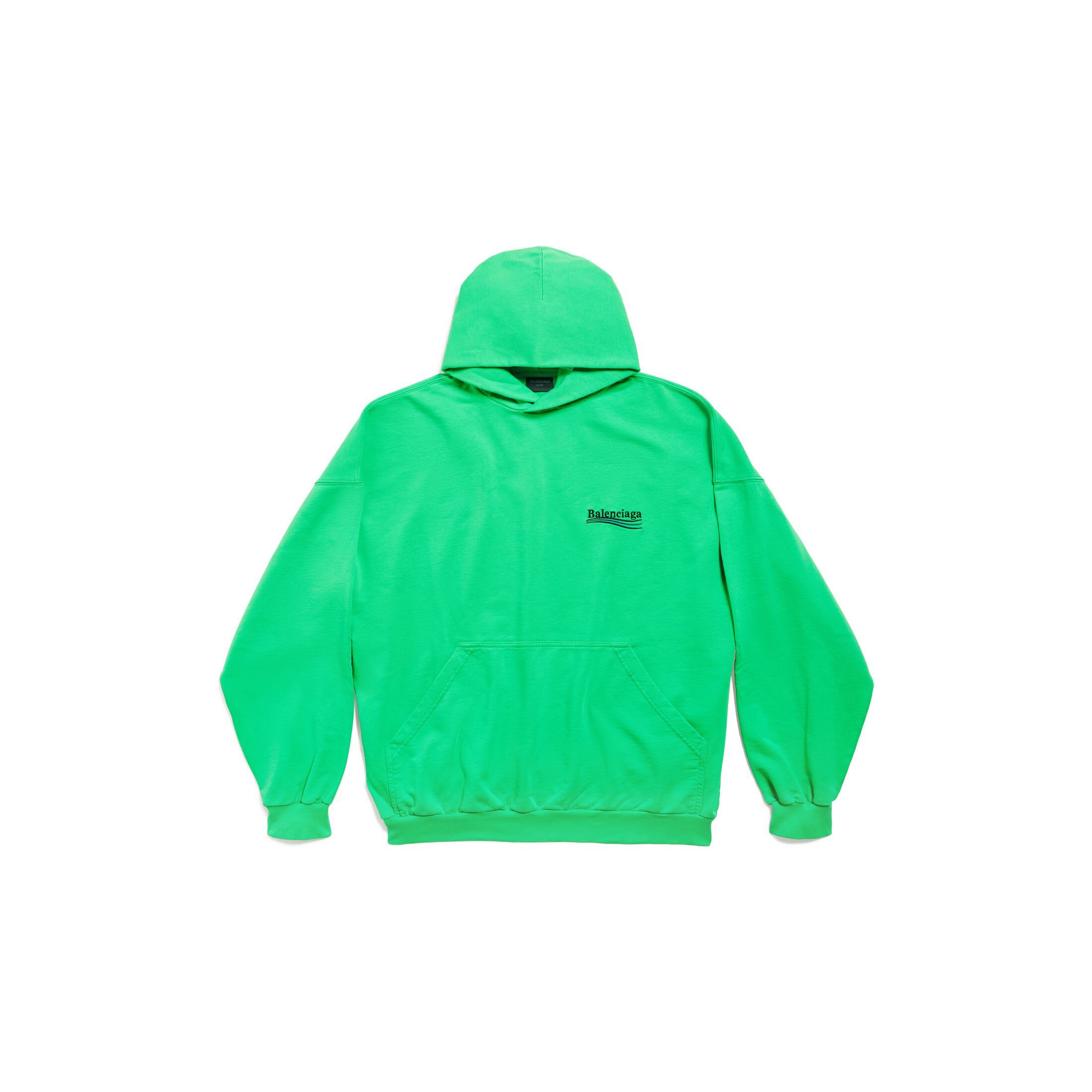 Image of Balenciaga Hoodie Half Zip Up Monogram Logo 739024Tpvd23600 in Green, Men's (Size XL)