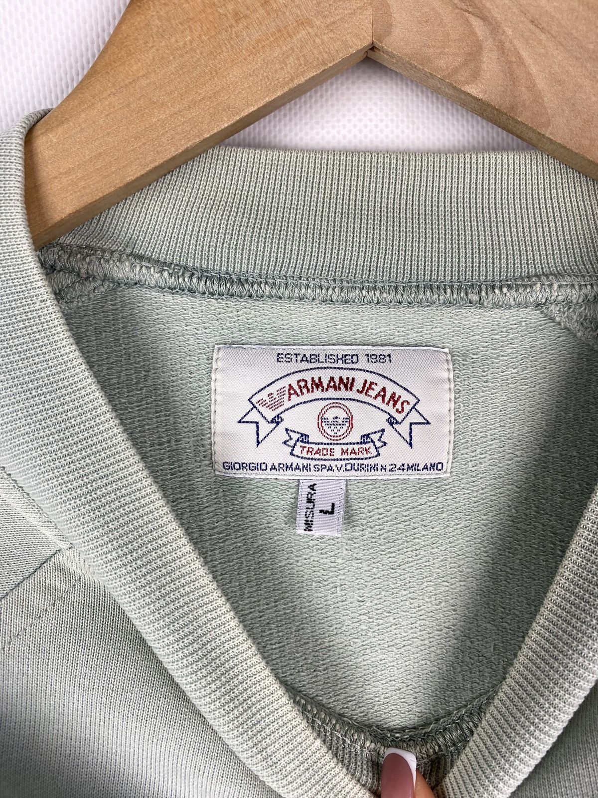 Armani × Vintage Armani Jeans Vintage Y2K Big Logo Men’s Sweatshirt Pullover Size US L / EU 52-54 / 3 - 9 Thumbnail