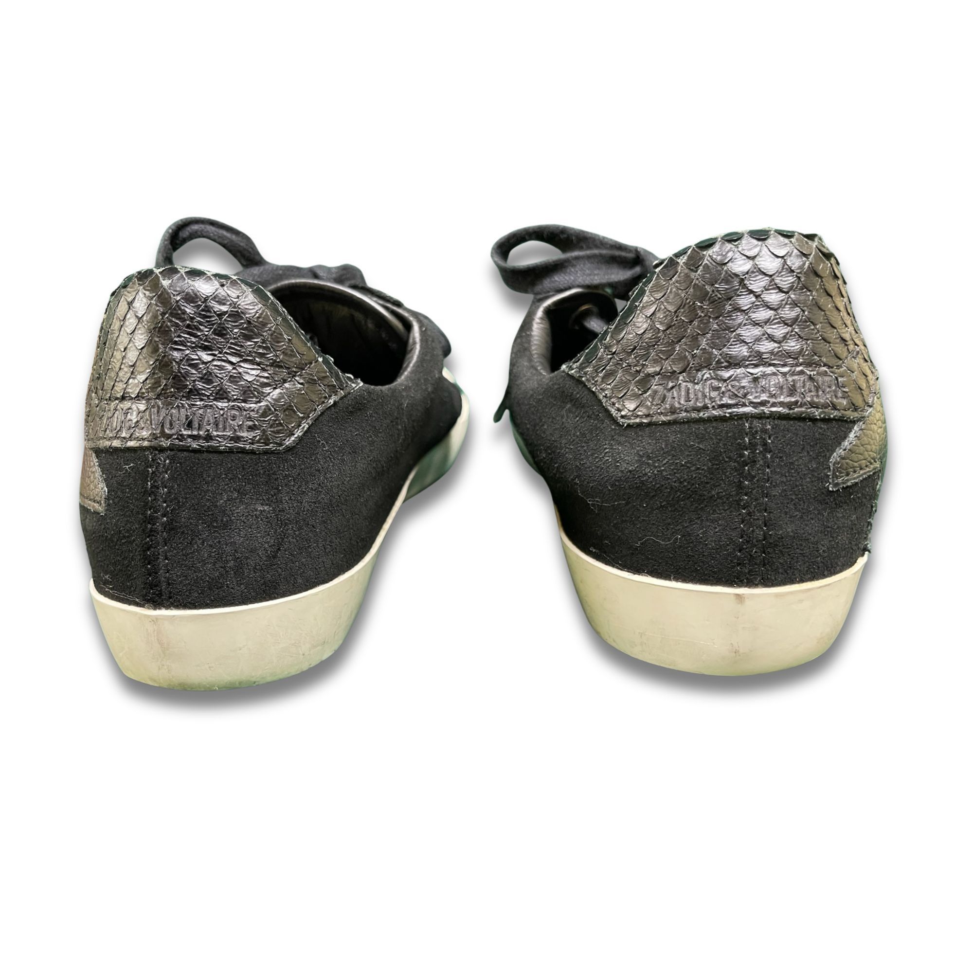 Zadig & Voltaire ZADIG & VOLTAIRE Black Sneakers Size 8 Snake-Embossed Heel C Size US 8 / IT 38 - 4 Thumbnail
