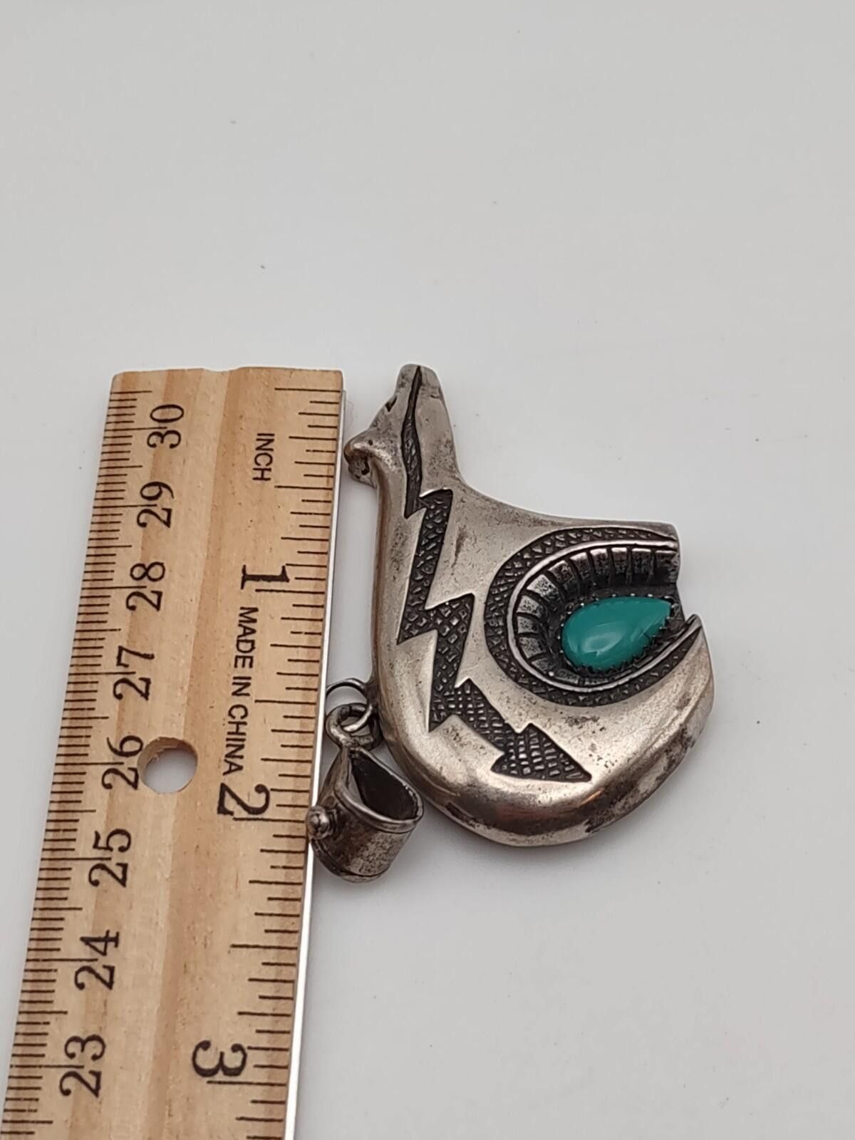 The Unbranded Brand Navajo Sterling Silver Turquoise Heartline Spirit Bear 25g Size ONE SIZE - 3 Thumbnail