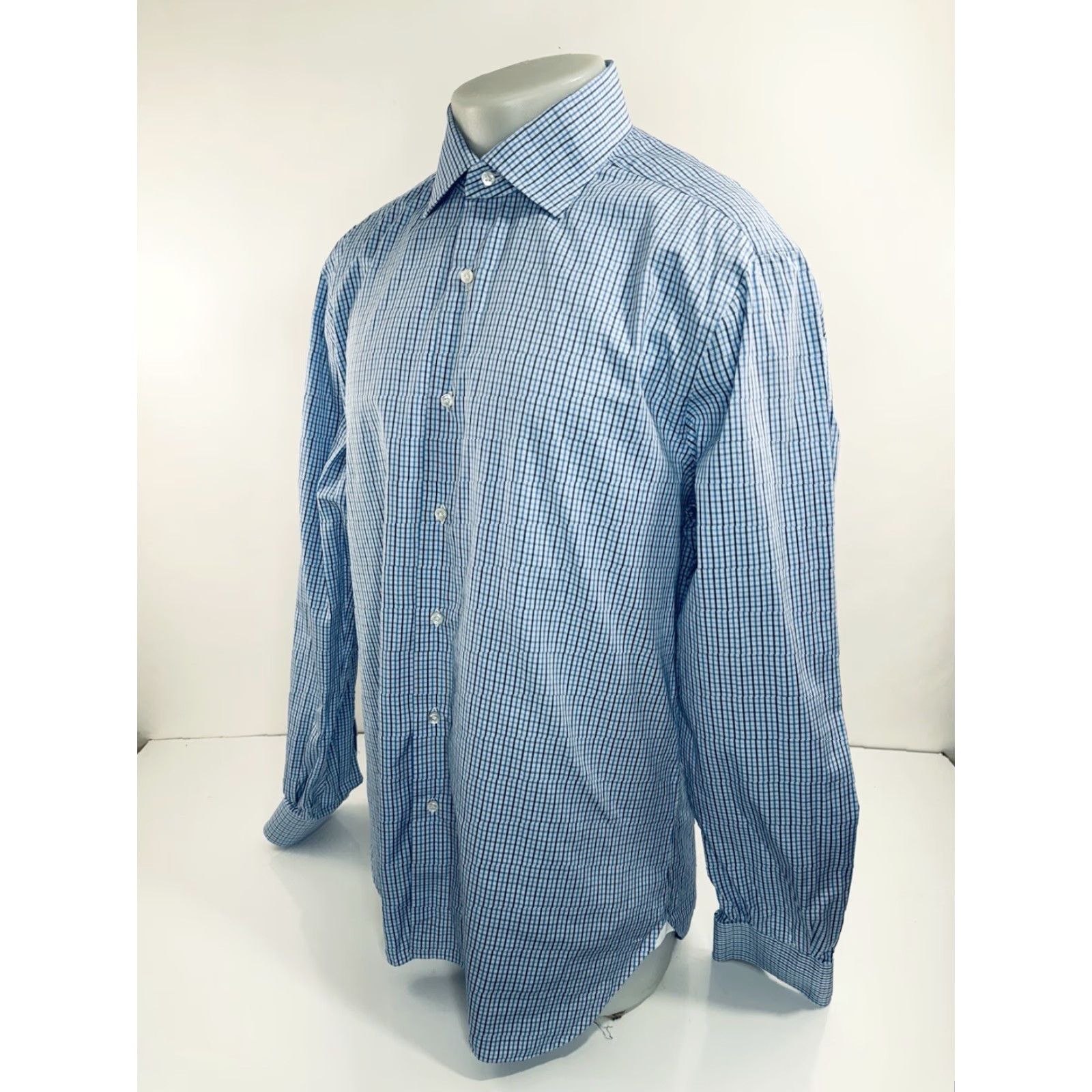 Vintage Mattabisch Napoli Italy Plaid Check Shirt 17.5 / 44 Mens Long Sleeve Button-Up Blue Nerf? Size US XXL / EU 58 / 5 - 3 Thumbnail
