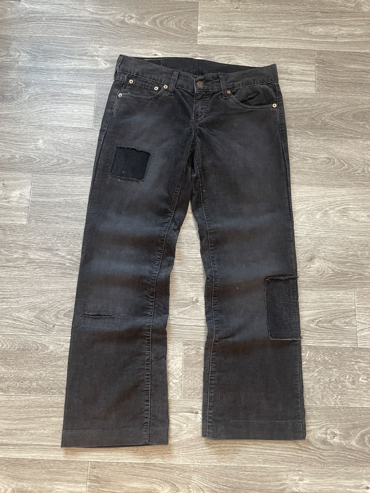 Levi's 29/34 Vintage Levis Black Corduroy Velvet Patchwork Pants Size 29" - 1 Thumbnail