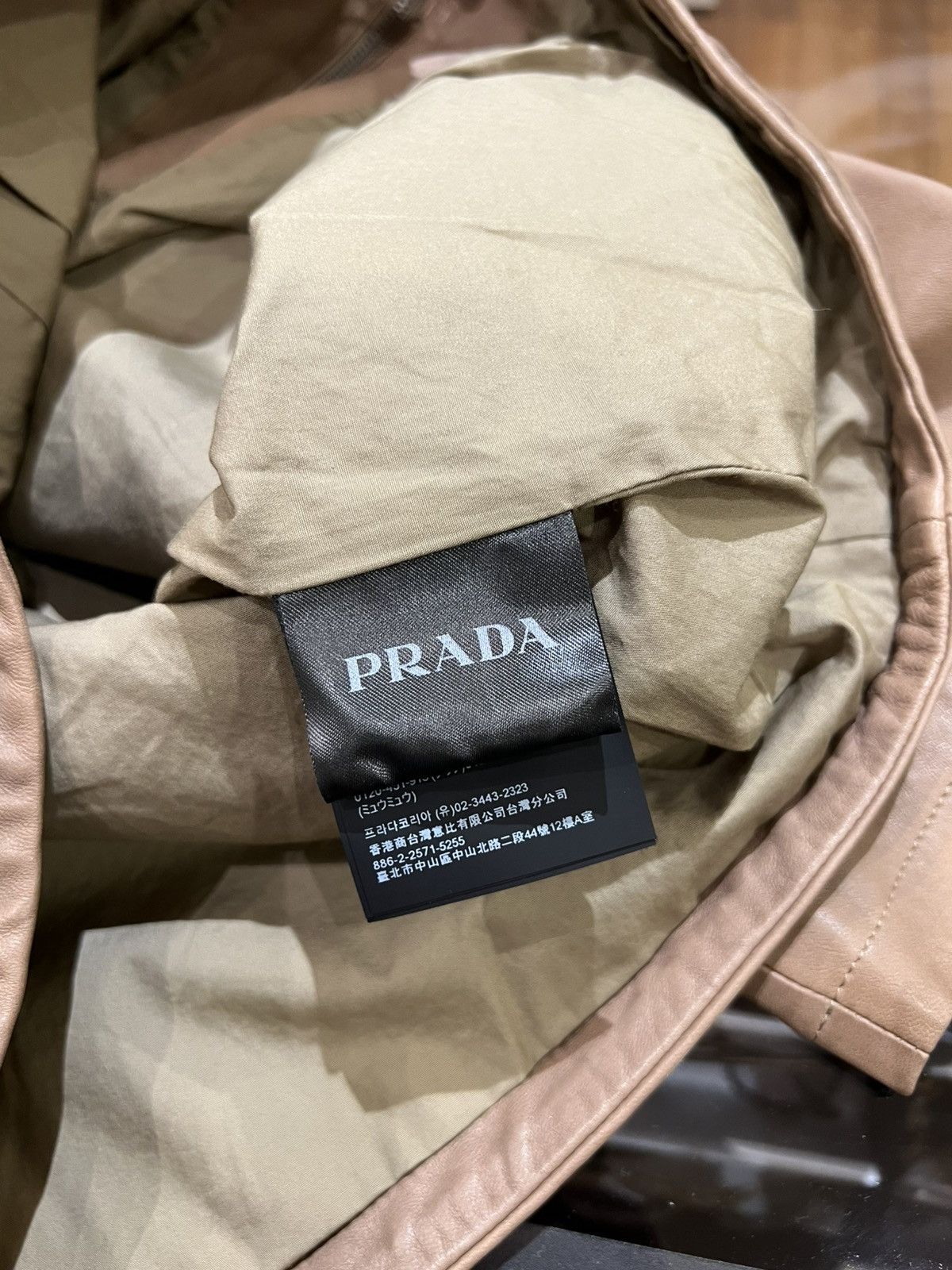 Prada Prada beige leather nappa zip up polo shirt Size US S / EU 44-46 / 1 - 6 Thumbnail