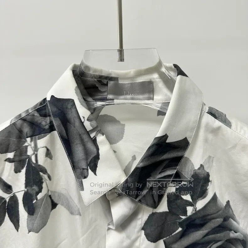 Dior Dior Size 37 White rose full print shirt Size US XXS / EU 40 - 2 Thumbnail