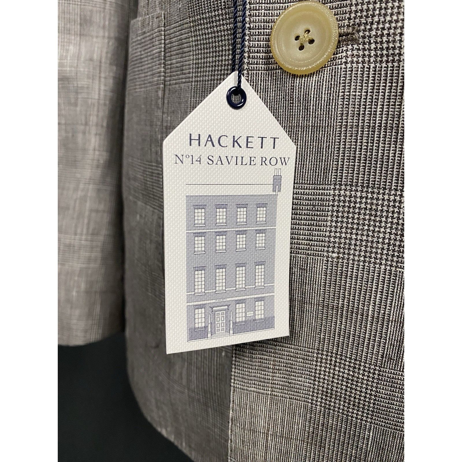 Hackett NWT GREAT Hackett Saville Row Gray Checked Linen Double Brea Size 48R - 10 Thumbnail