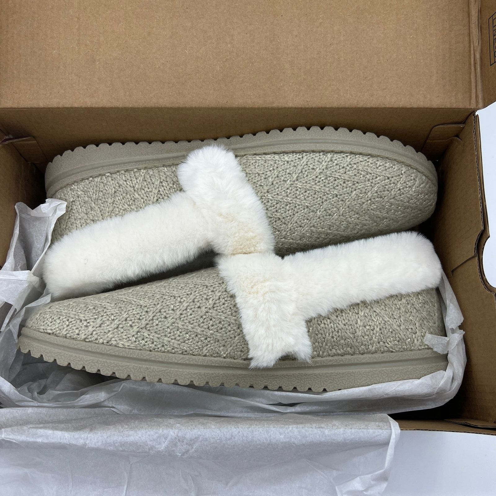 SKECHERS Skechers Cozy Lite Sparkle Knit Slippers Walk Natural 11 Size US 11 / IT 41 - 3 Thumbnail