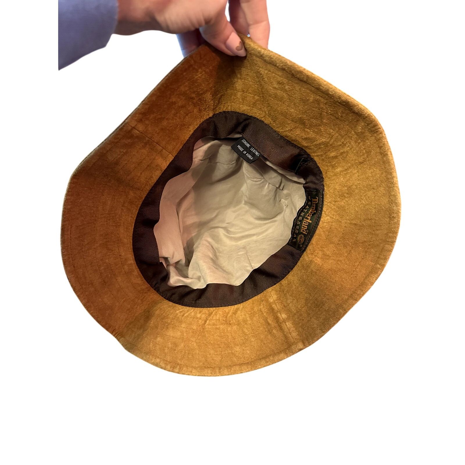 Timberland Vintage 90's Timberland Tan 100% Leather Suede Bucket Hat XL Size ONE SIZE - 7 Thumbnail