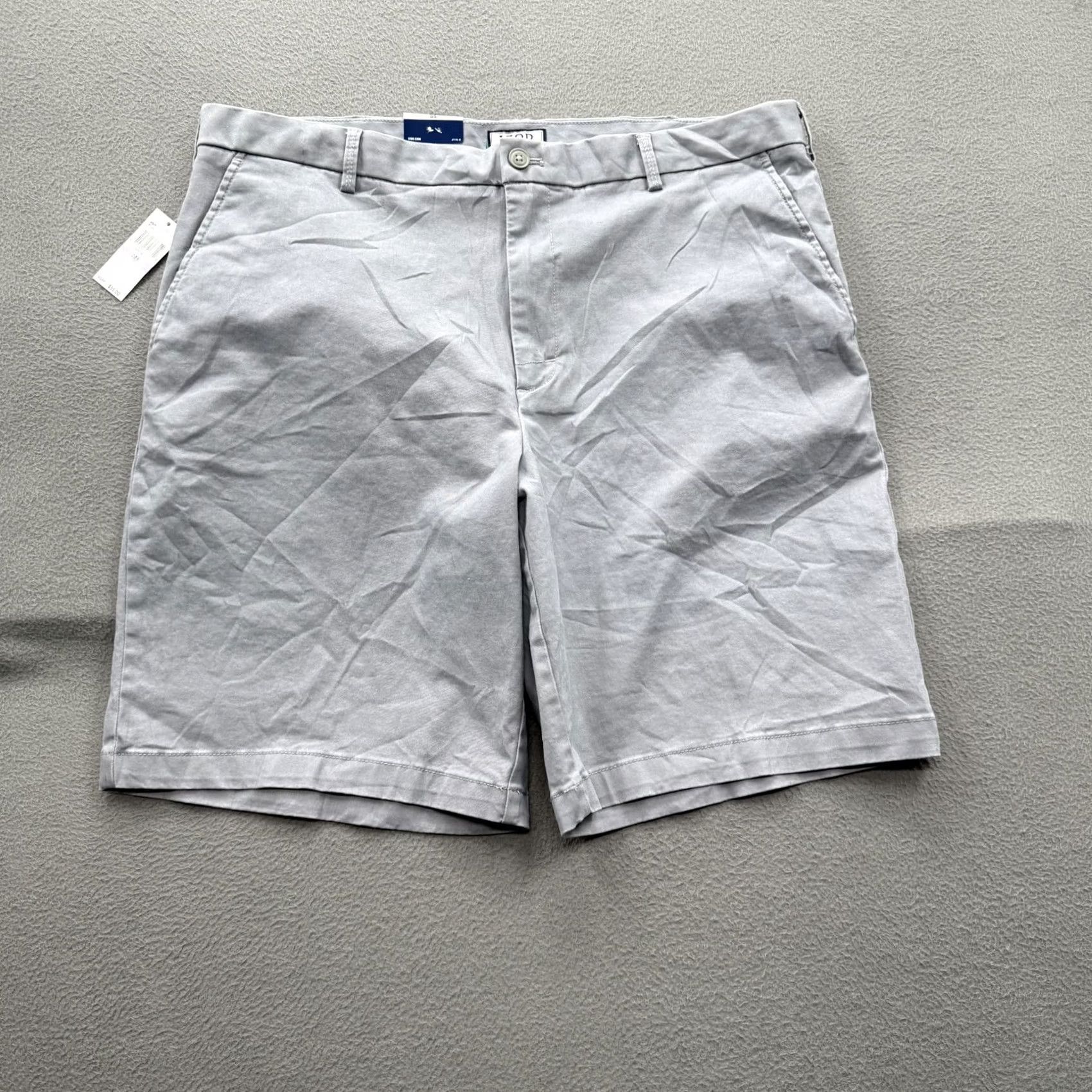Izod IZOD Mens Flat Front Chino Shorts 38 Gray 10 Inseam Stretch Cotton Casual Summer Mens Size US 38 / EU 54 - 2 Thumbnail