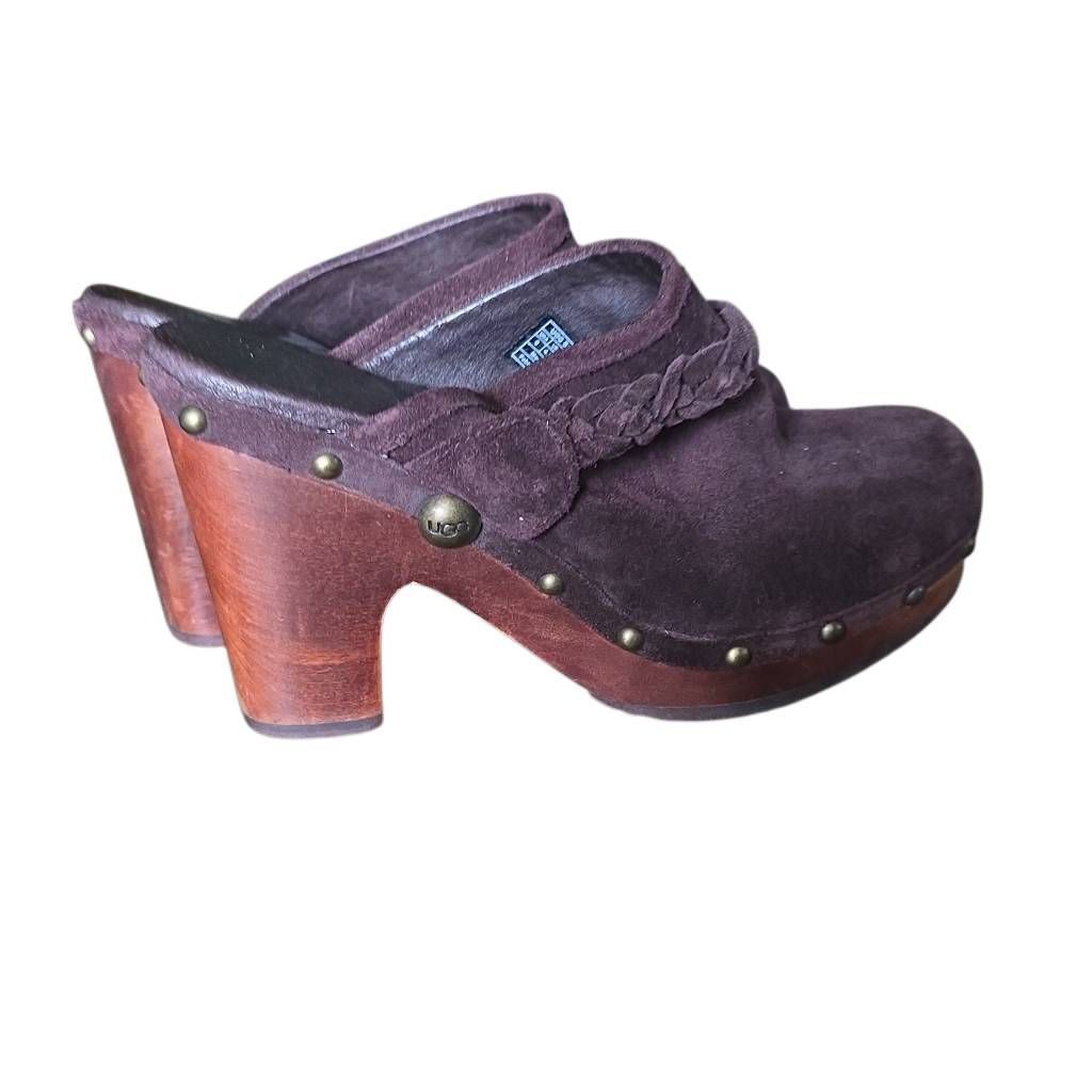 Ugg Ugg Women's Size 6 Dark Brown Suede Studded Open Back Mule H Size US 6 / IT 36 - 2 Thumbnail