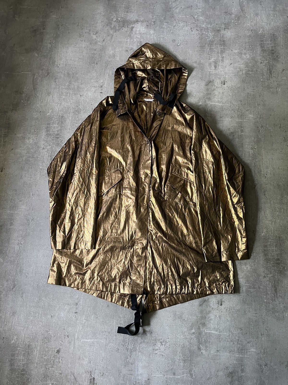 image of Dries Van Noten Oversize Hooded Reilly Outerwear Lurex Gold, Women's (Size Small)