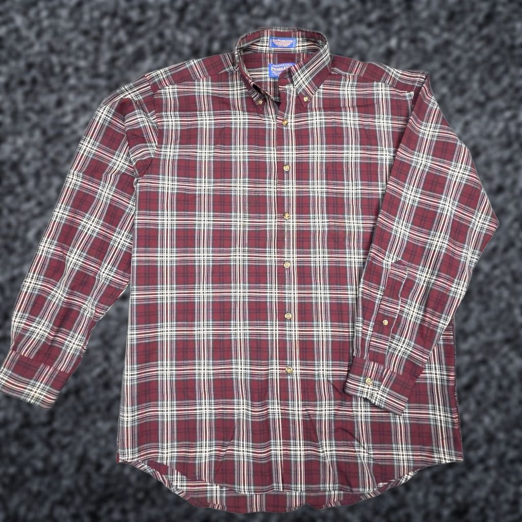 Pendleton VINTAGE Pendleton Sir Pendleton Shirt Men's Medium Red Plaid Fine Worsted Wool Shirt Size US M / EU 48-50 / 2 - 1 Thumbnail