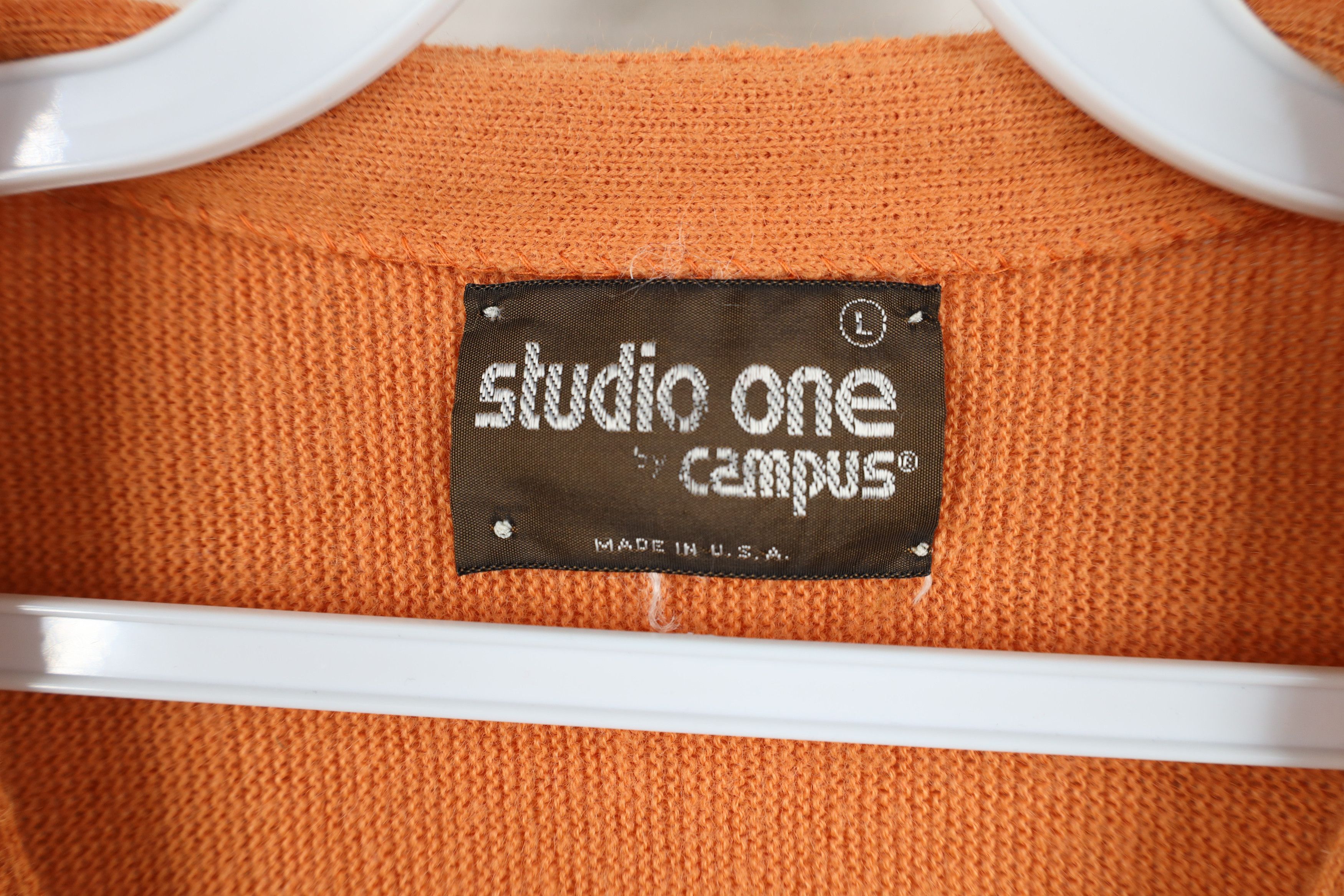 Vintage Vintage 60s 70s Streetwear Knit Cardigan Sweater Orange USA Size US L / EU 52-54 / 3 - 7 Thumbnail