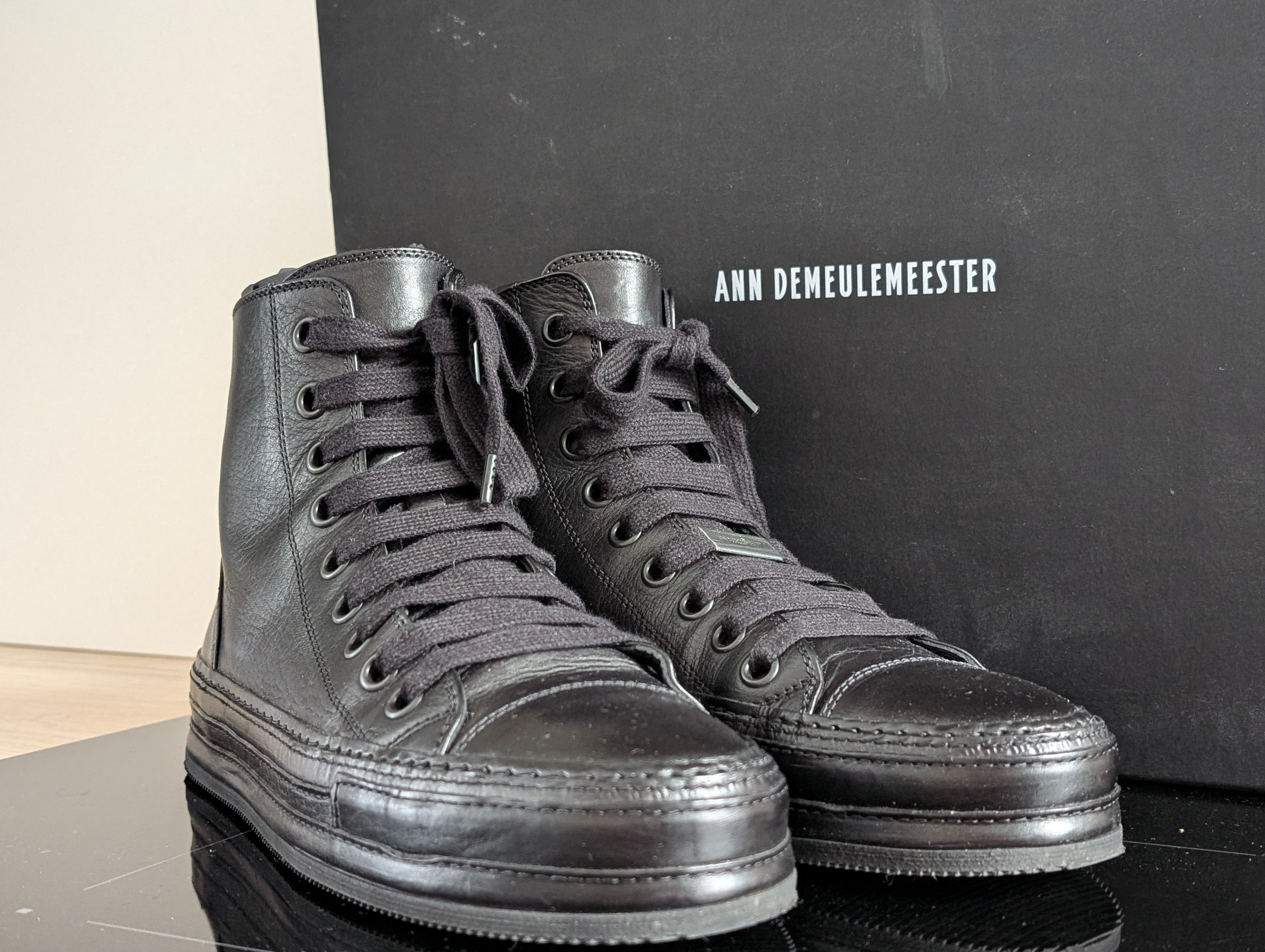 Ann Demeulemeester New Raven leather sneakers | Grailed Ann Demeulemeester New Raven leather sneakers | Grailed