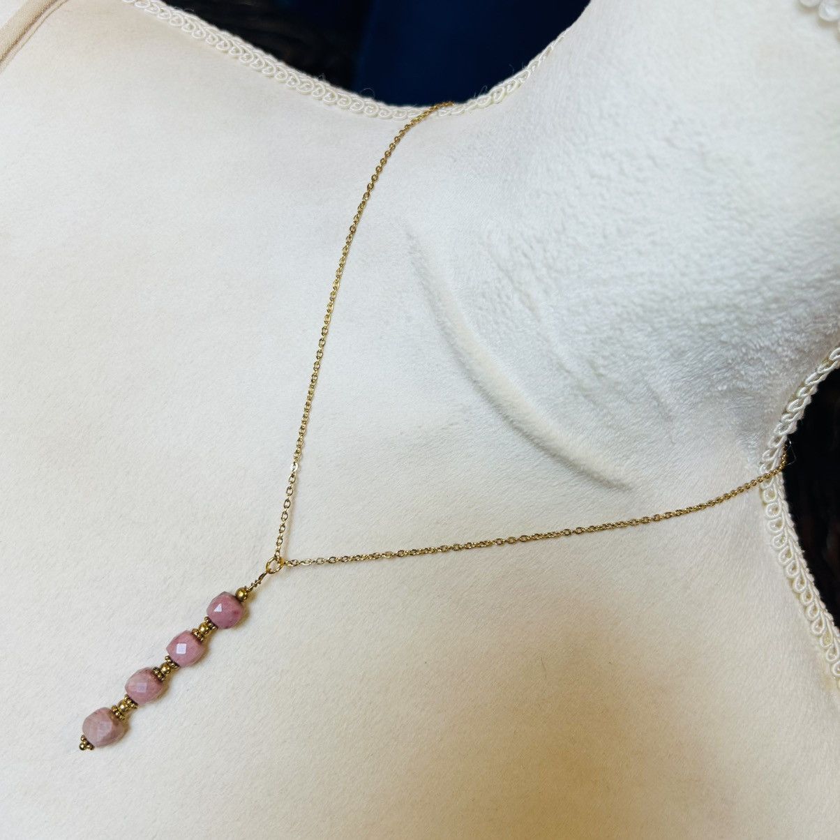 Handmade Handcrafted genuine faceted rhodonite twist cage necklace Size ONE SIZE - 1 Thumbnail