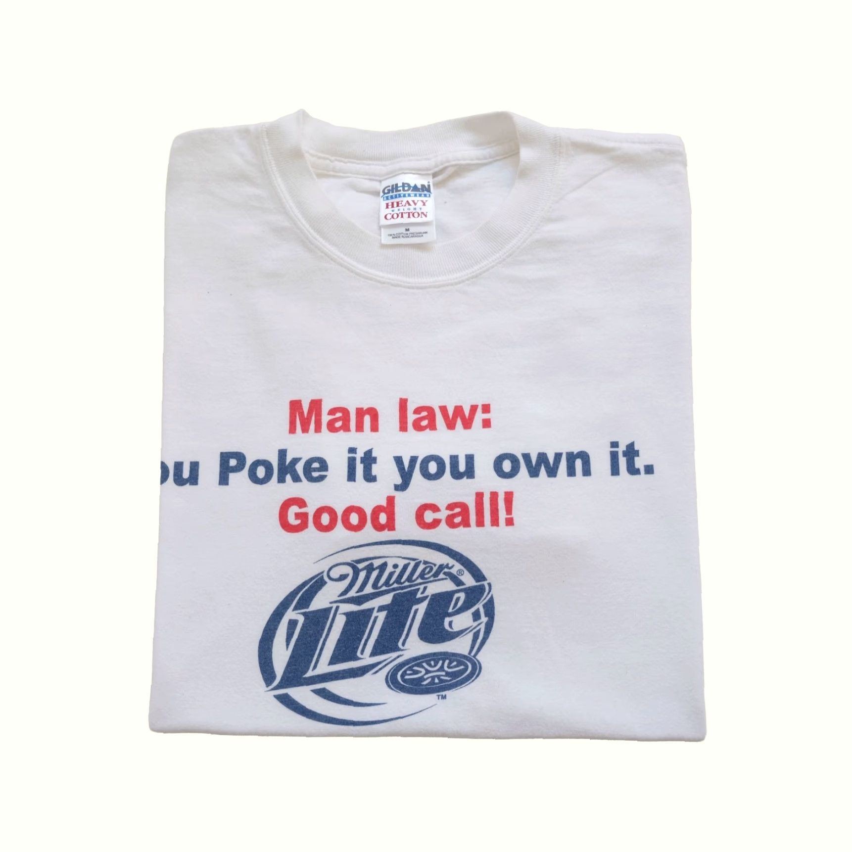 Gildan VINTAGE MILLER LITE BEER Gildan Cotton T Shirt White VTG 90s Y2K FUNNY MAN LAW GRAPHIC M Size US M / EU 48-50 / 2 - 2 Thumbnail