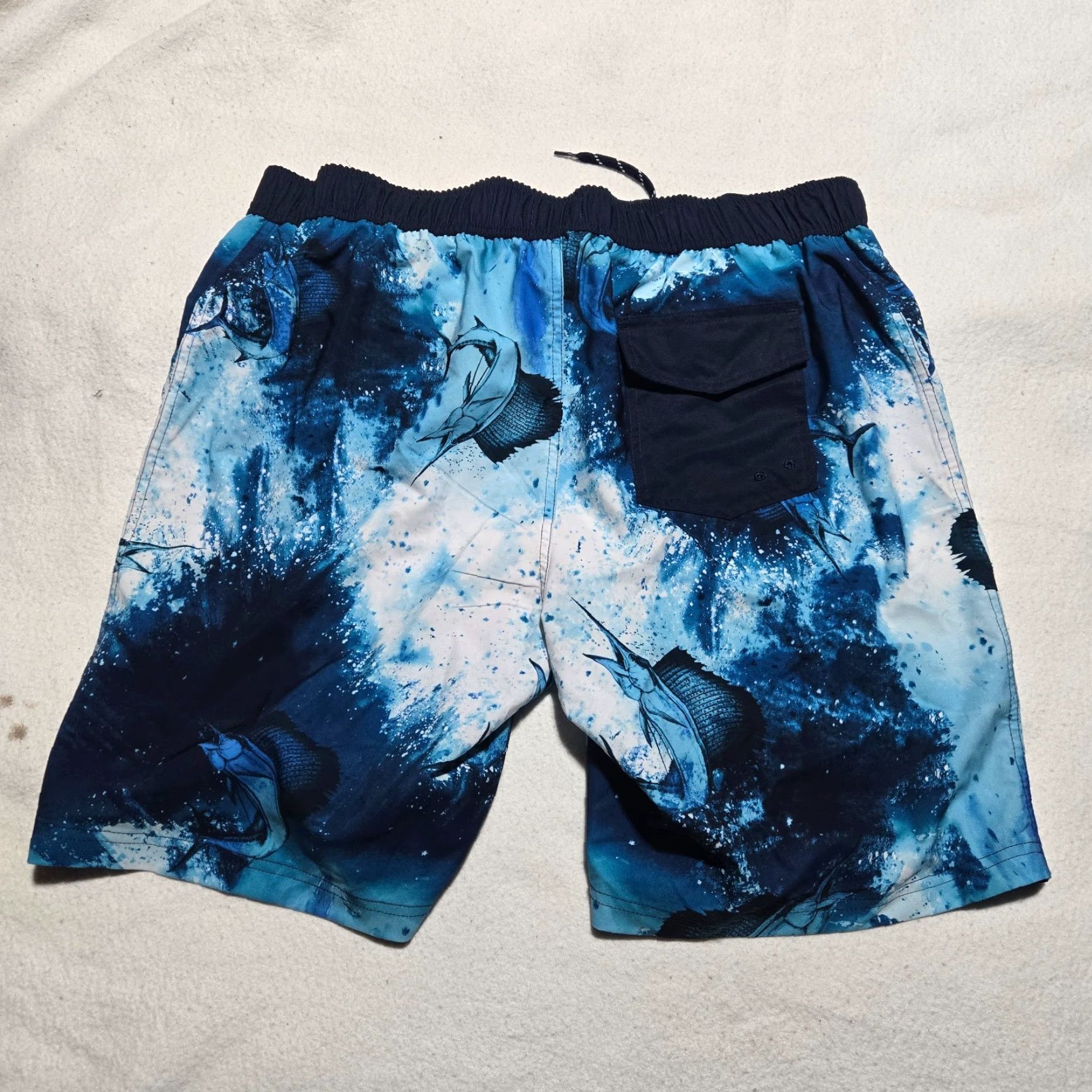 Vintage Ocean & Coast Swim Trunks Men Ocean & Coast Trunks XL Blue Fish Back Pocket Drawstring Elastic Adult Men Size ONE SIZE - 7 Thumbnail