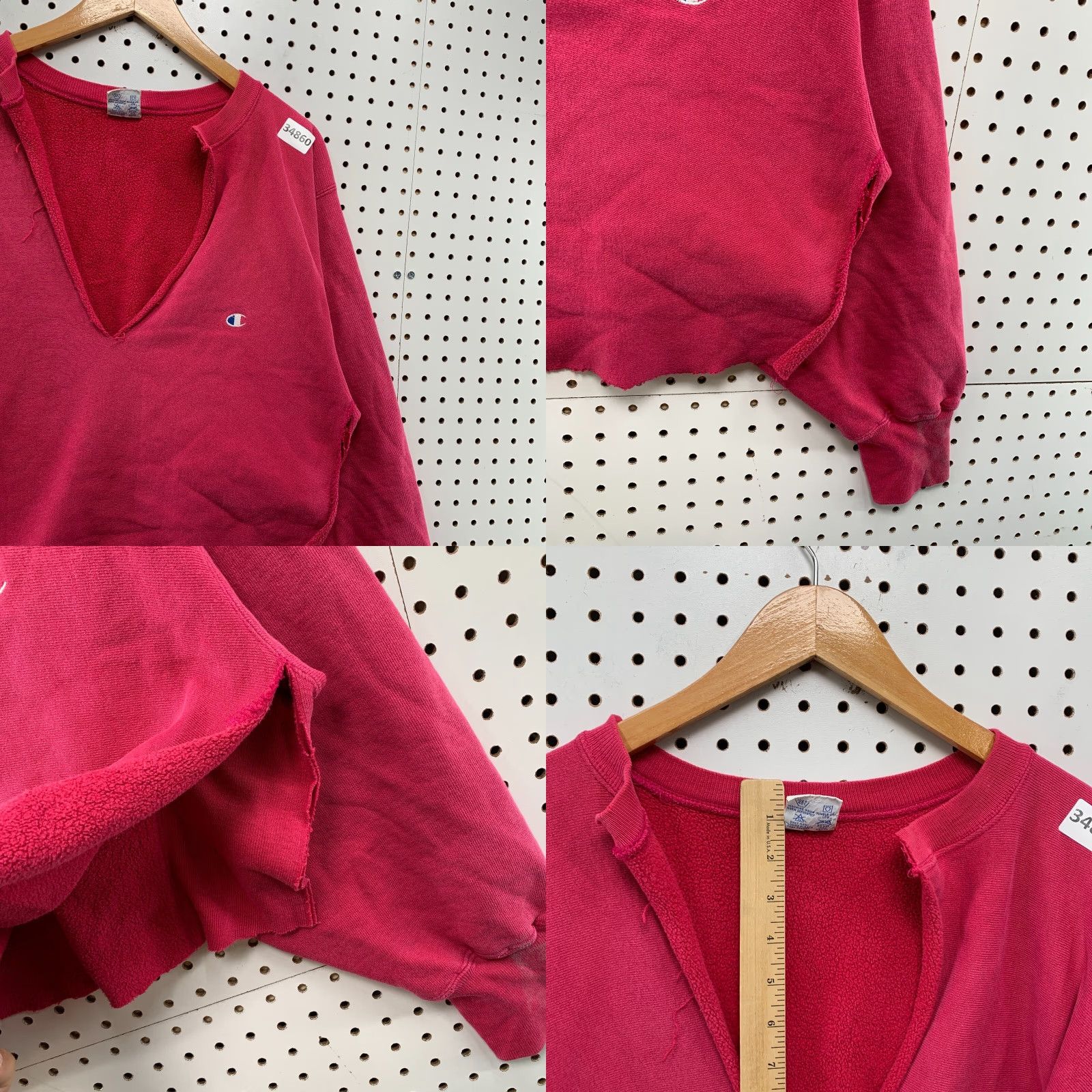 Champion VINTAGE Champion Sweatshirt Womens XL 90s Reverse Weave Pourover Pink Logo USA Cropped Chopped USPS? Size XL / US 12-14 / IT 48-50 - 8 Thumbnail